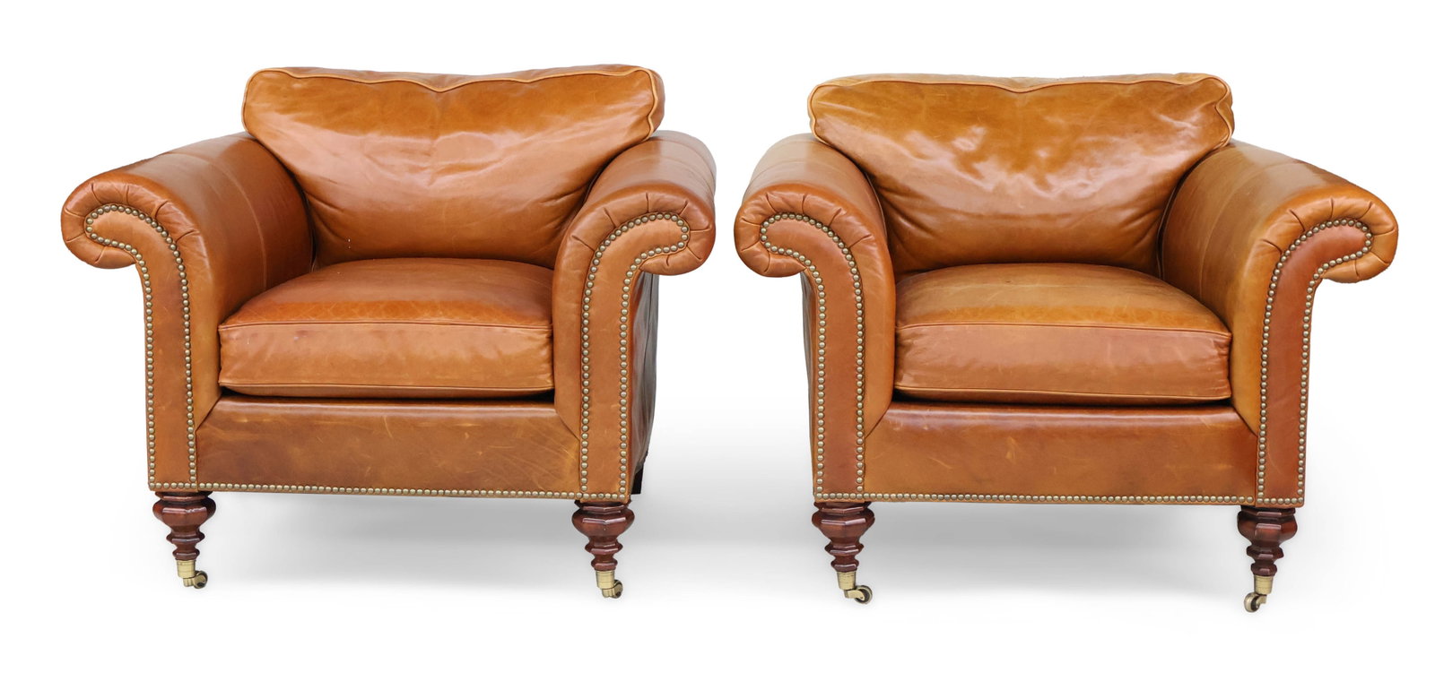 Pair of Ralph Lauren Brown Leather Club Chairs (1 of 11)