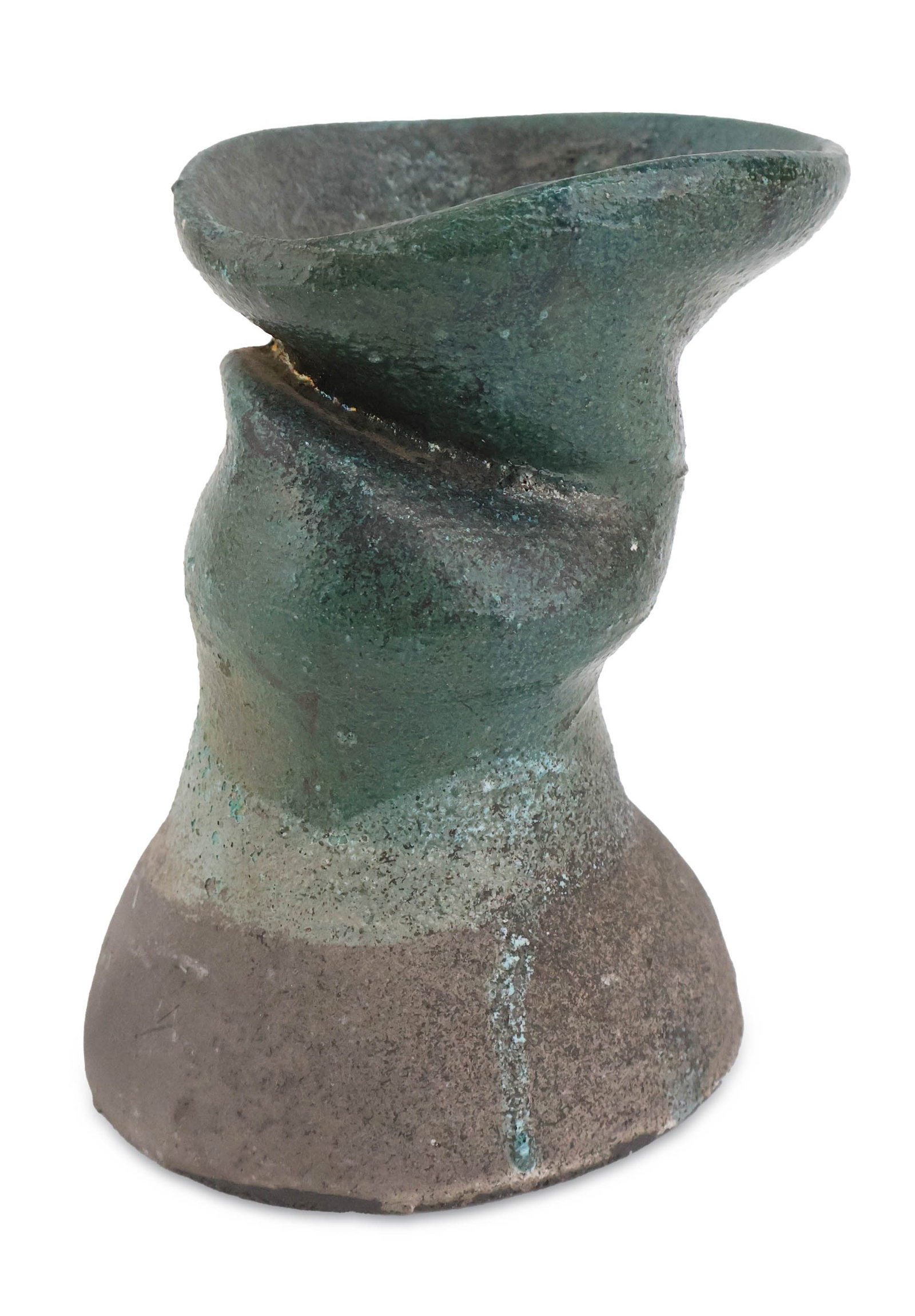 Possibly George Edgar Ohr, 1857-1918, Organic Vase, Green Glazed Earthenware: Possibly George Edgar Ohr 1857-1918 Organic Vase Green Glazed Earthenware Unmarked and unsigned. 5 3/4 x 5 x 4 1/2 in. (14.6 x 12.7 x 11.4 cm.)