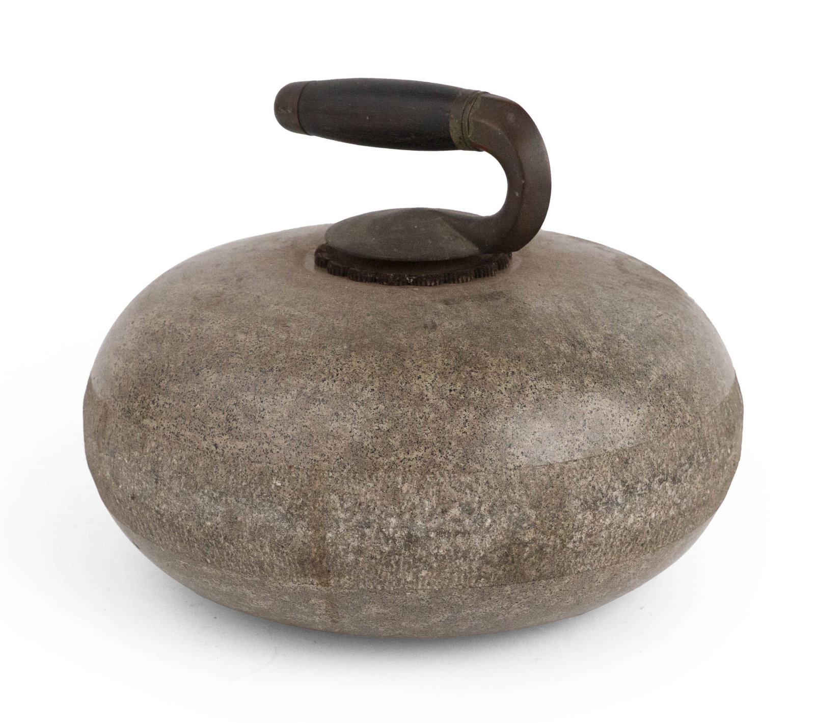 Curling Stone: Curling Stone Granite with metal and wood handle. 7 1/2 x 9 3/4 in. (19.1 x 24.8 cm.)