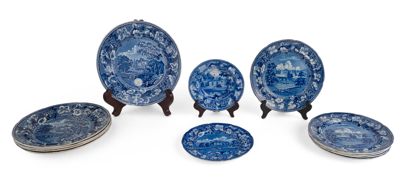 Twelve Staffordshire Blue Transferware Plates (1 of 11)