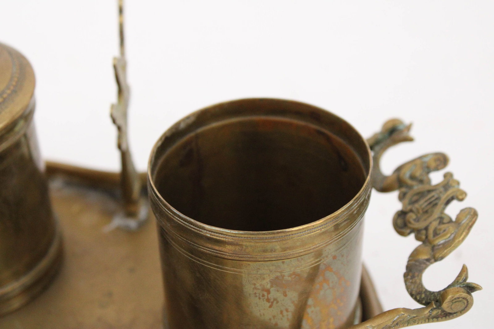 Engraved Brass Encrier - 8