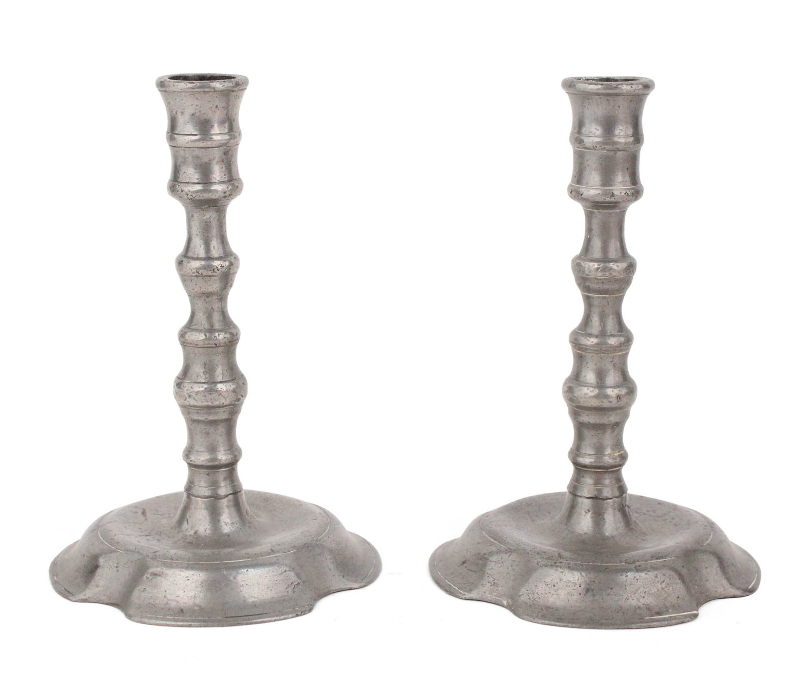 Pair of Pewter Lobed Base Candlesticks (1 of 10)
