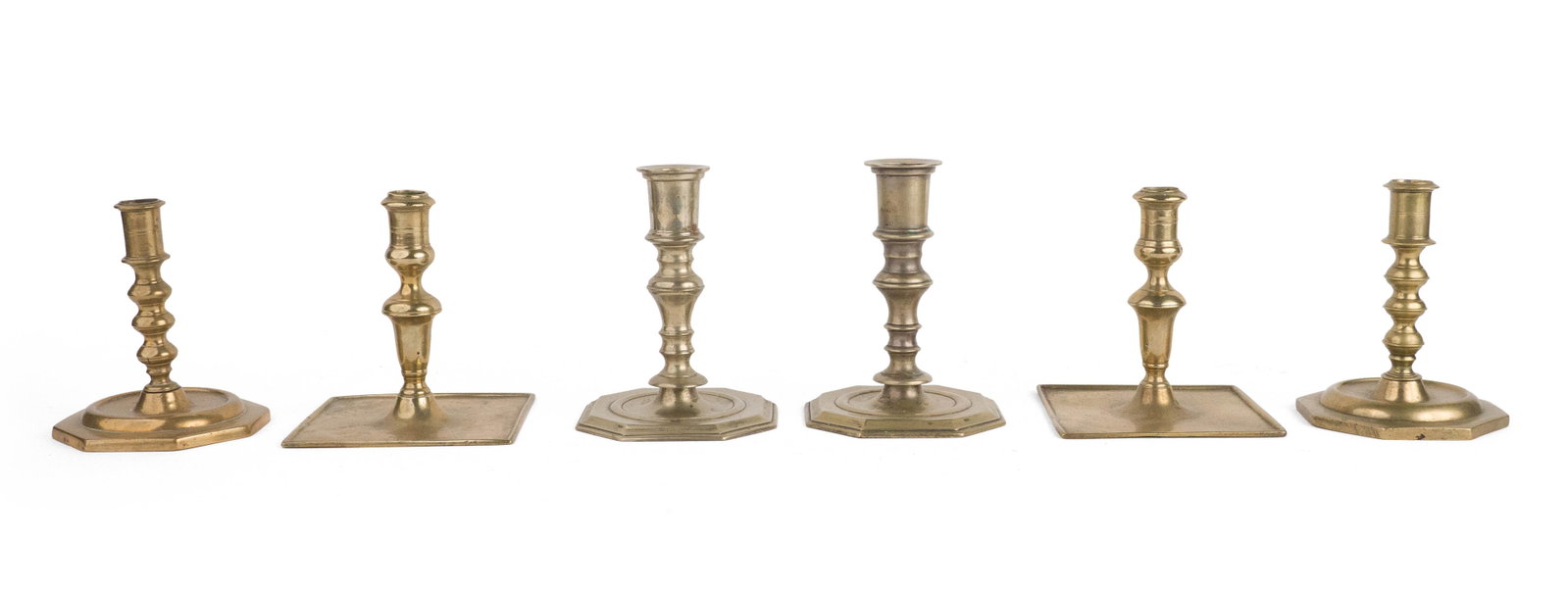 Pair of Spanish Cast Brass Square Base Candlesticks (1 of 11)