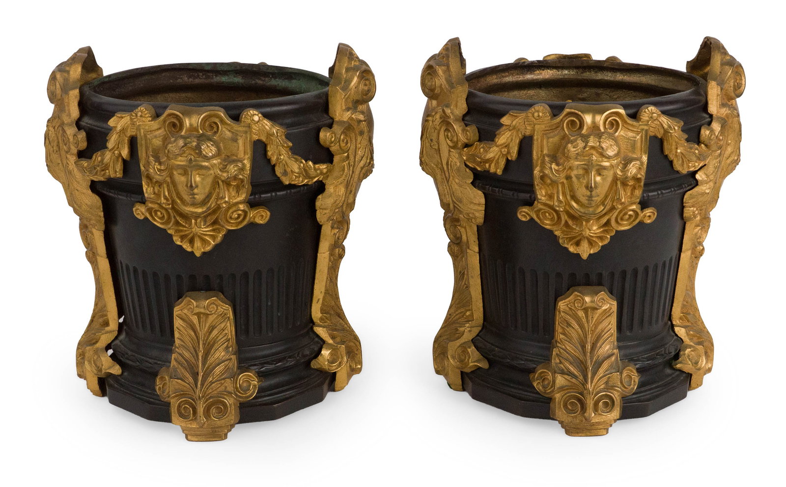 Pair of French Empire Style Gilt and Patinated Metal Planters (1 of 12)