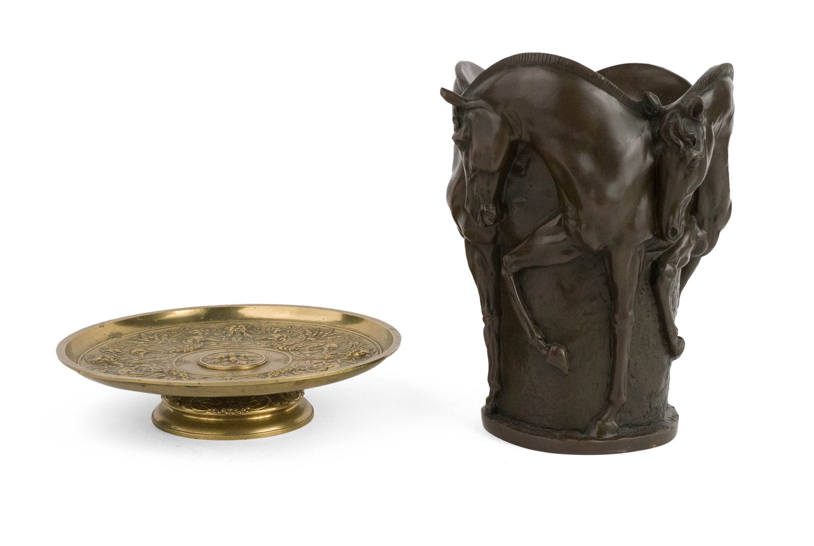 Art Deco Style Bronze Molded Horse Decorated Vase (1 of 8)