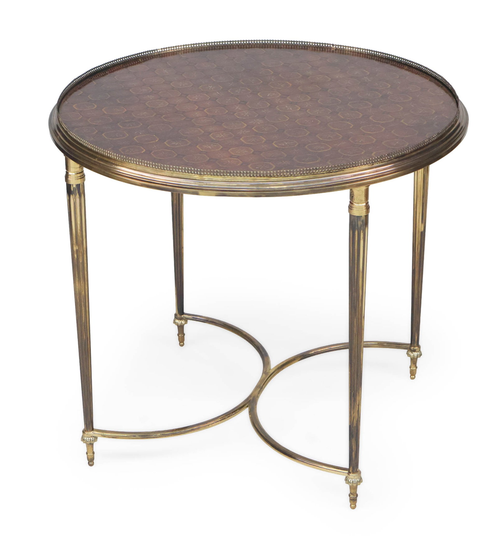 Neoclassical Style Brass and Lacquer Top Circular Table (1 of 8)