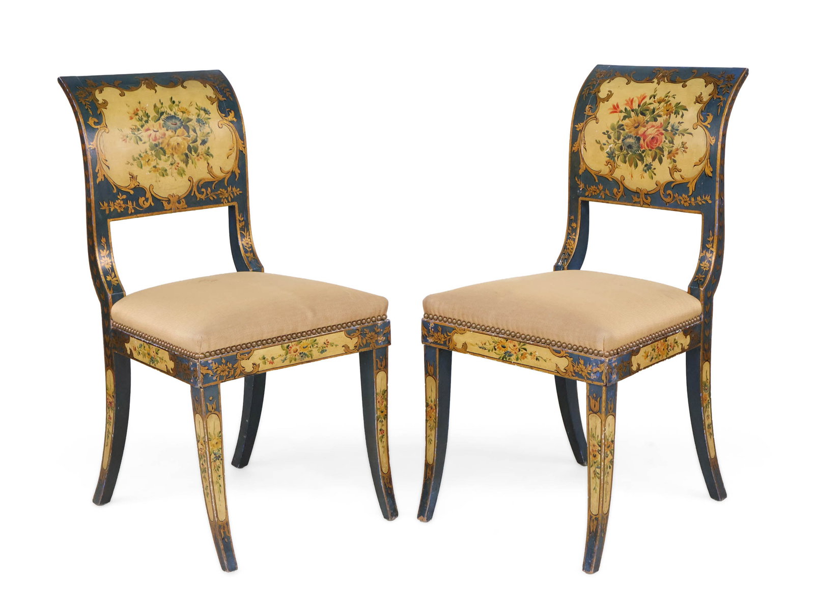 Pair of Floral Painted and Stencil Decorated Side Chairs (1 of 14)