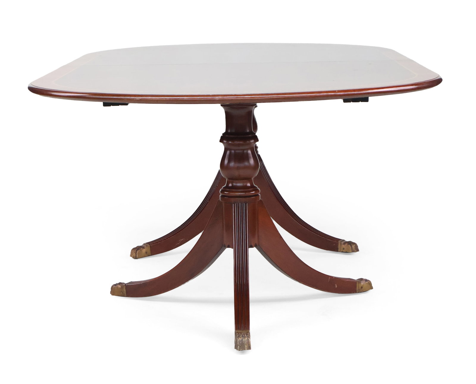 Regency Style Inlaid Mahogany Two Pedestal Dining Table (1 of 12)