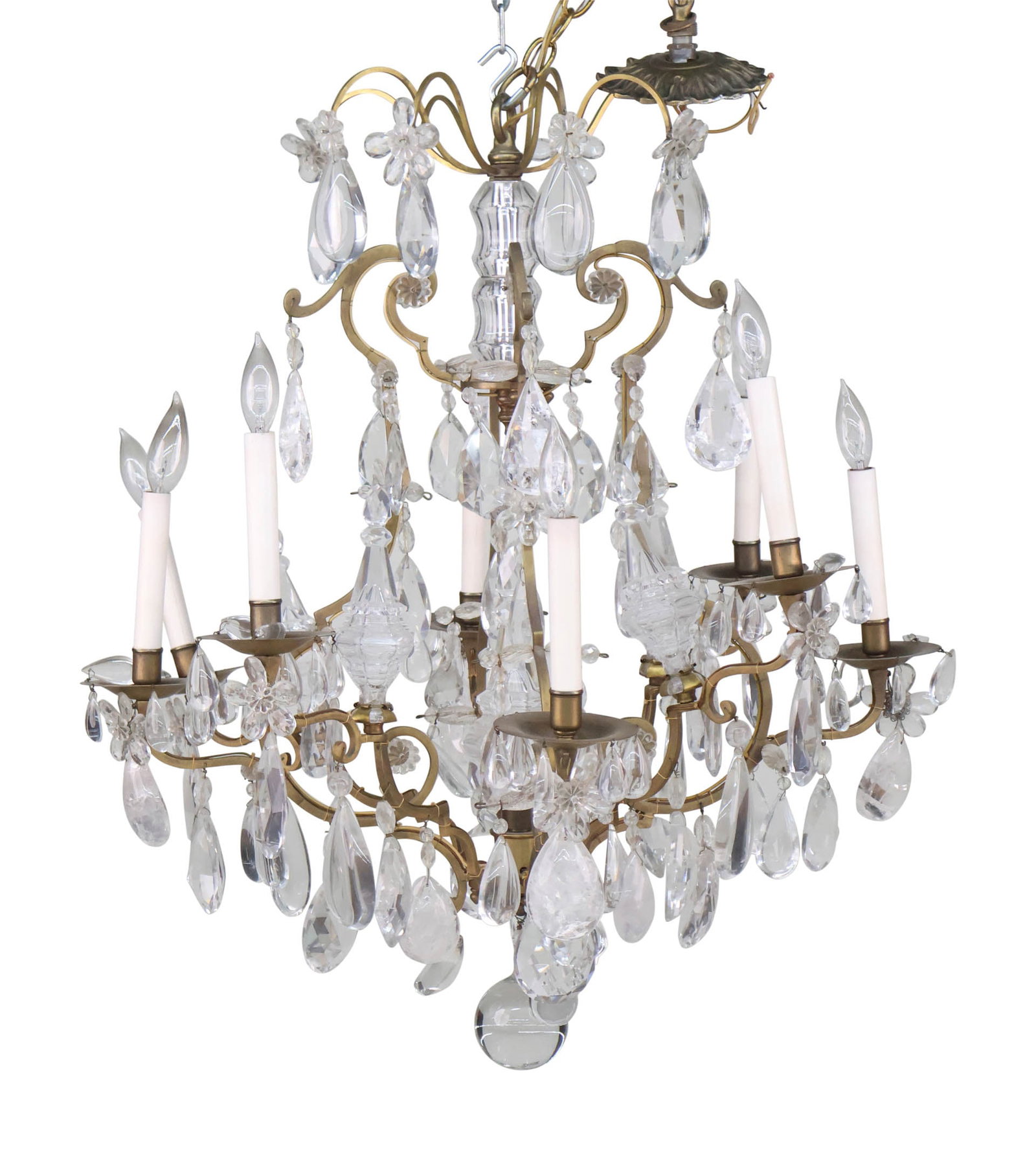 Louis XV Style Brass and Crystal Chandelier (1 of 11)