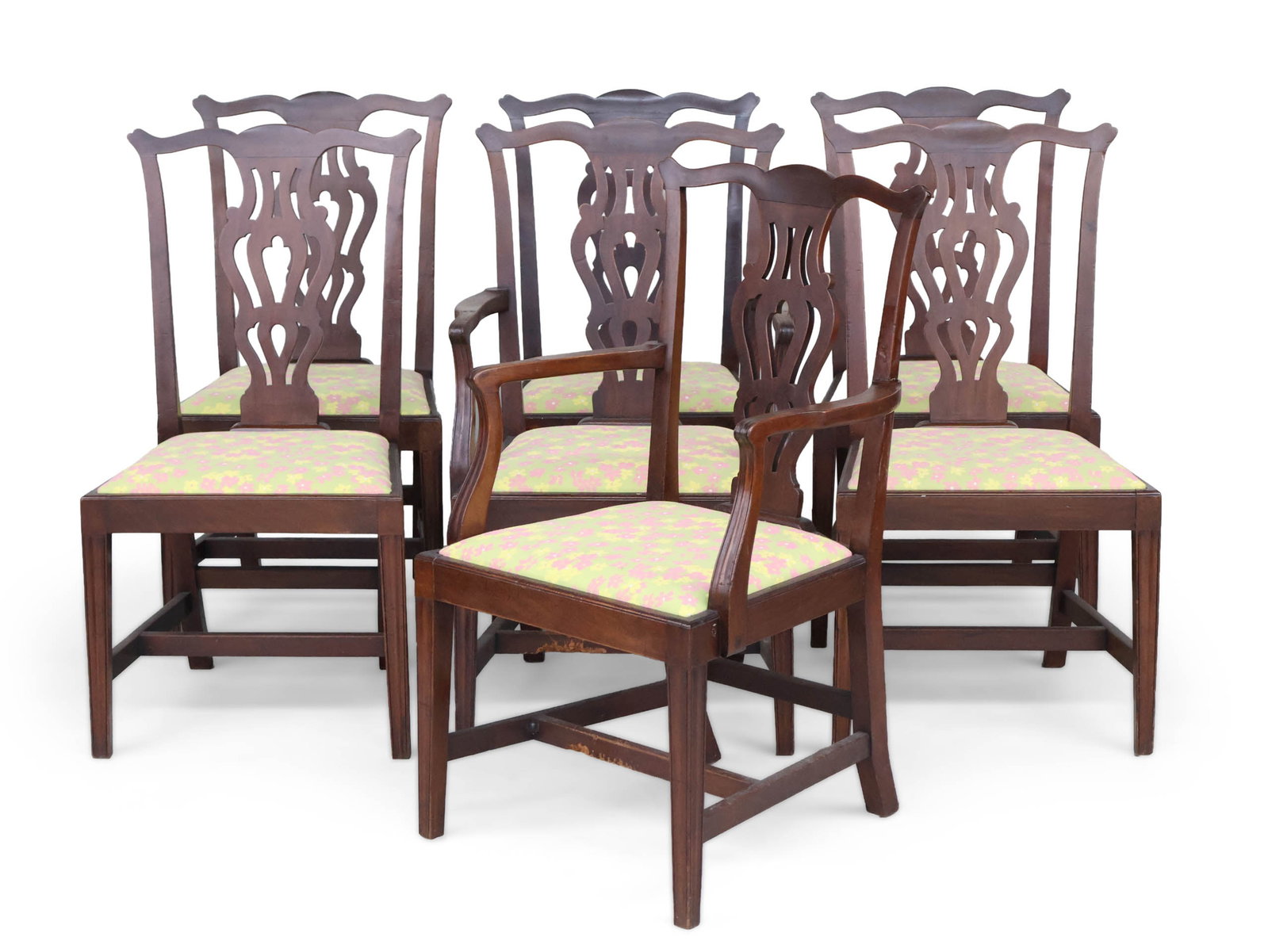 Seven Chippendale Style Mahogany Dining Chairs (1 of 10)