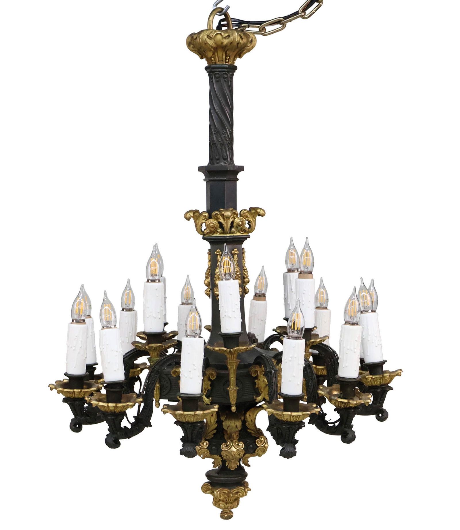 Louis-Philippe Bronze Dore et Patine Chandelier (1 of 10)
