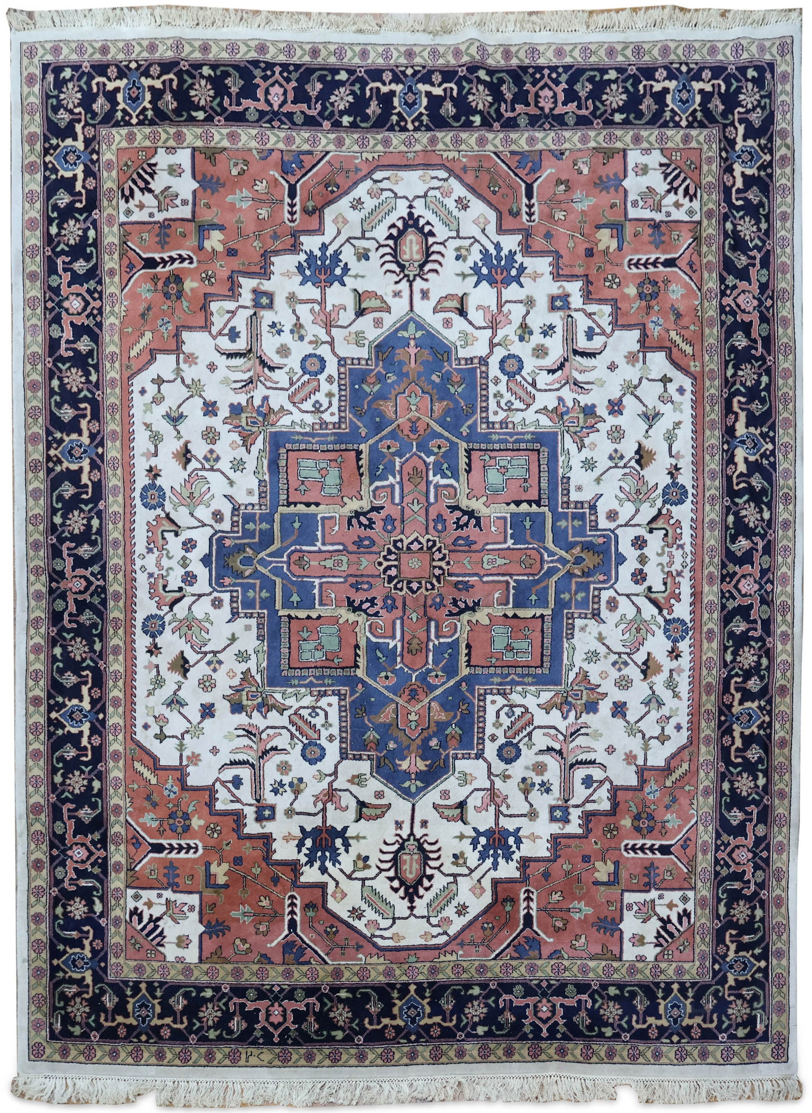 Indo-Heriz Carpet: Indo-Heriz Carpet India, Contempoorary Spot Stains. 150 x 109 in. (381 x 276.9 cm.)
