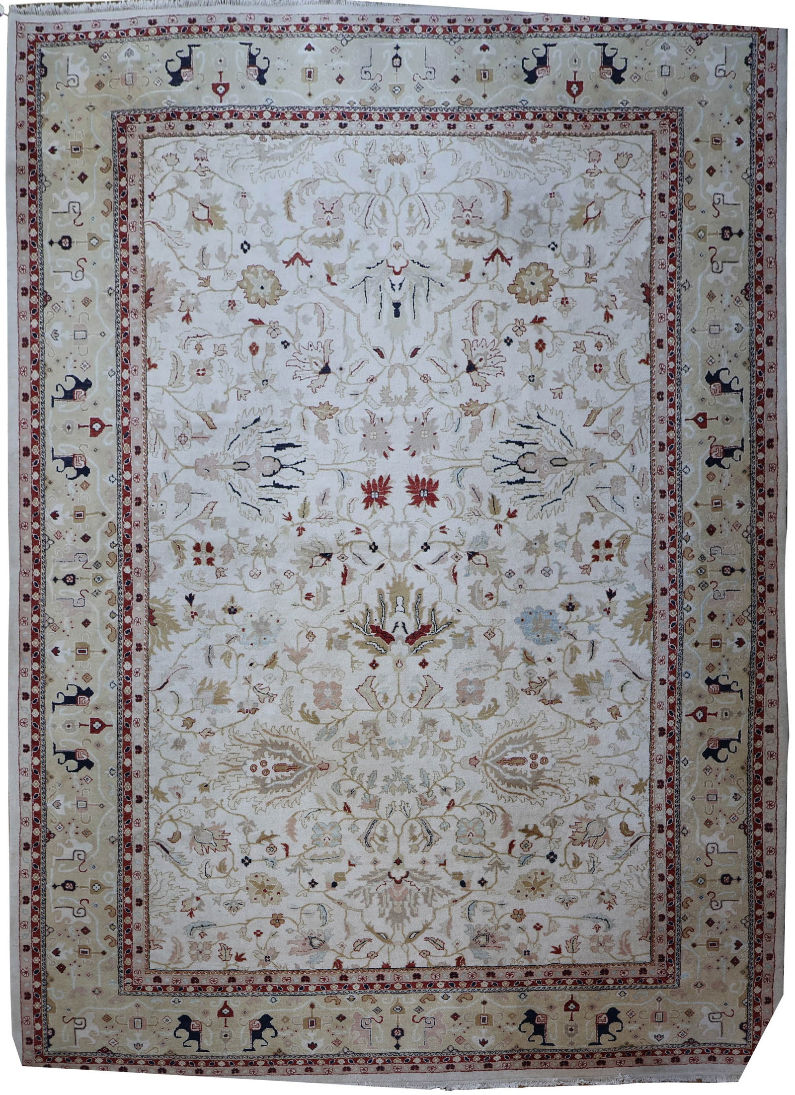 Indo-Tabriz Carpet: Indo-Tabriz Carpet India, Contemporary, labeled "Mahindra" by Black Mountain Looms 225 x 144 in. (571.5 x 365.8 cm.)