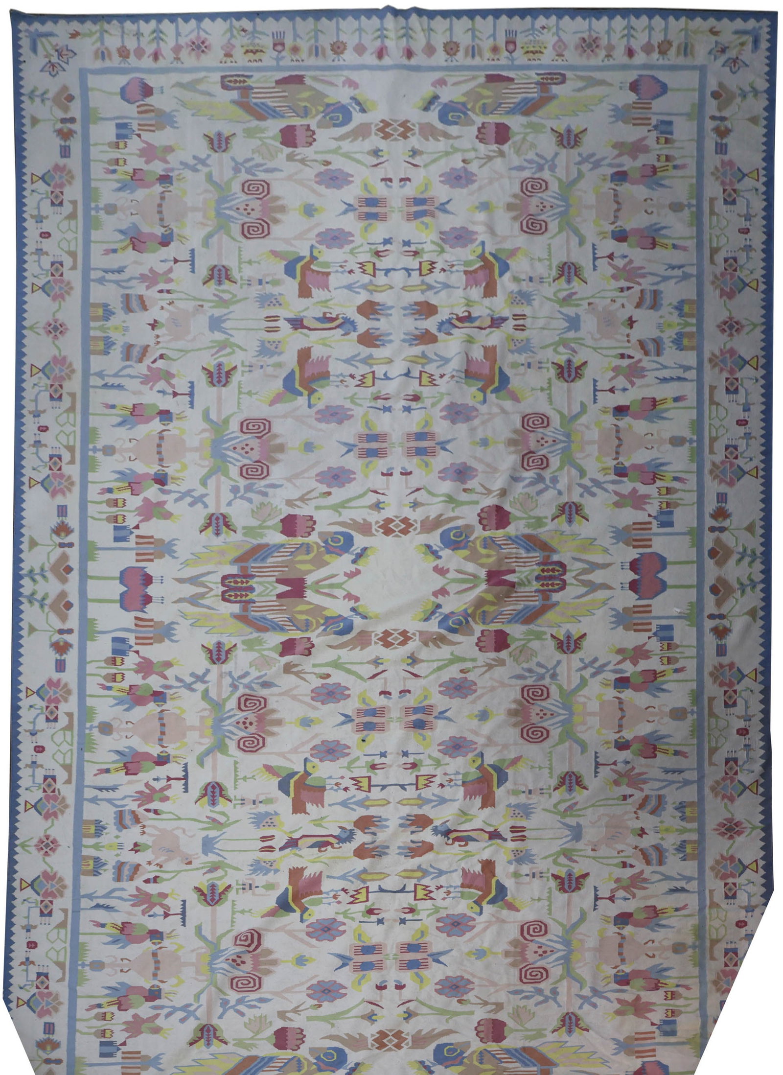 Wool Dhurrie Carpet: Wool Dhurrie Carpet India, Contemporary Stains. 281 x 167 1/2 in. (713.7 x 425.5 cm.)