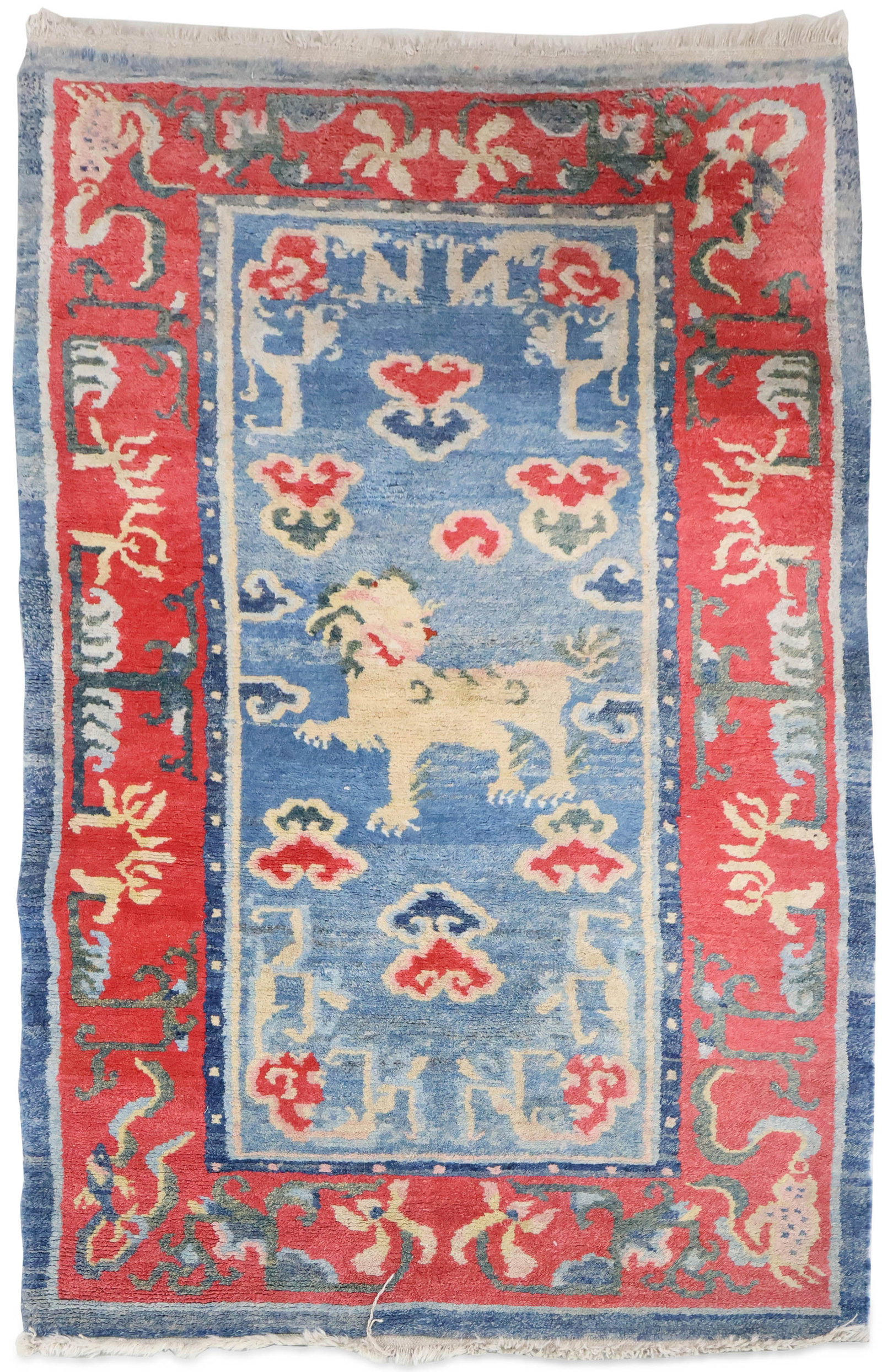 Tibetan Rug: Tibetan Rug Nepal, late 20th C. 62 x 36 1/2 in. (157.5 x 92.7 cm.)