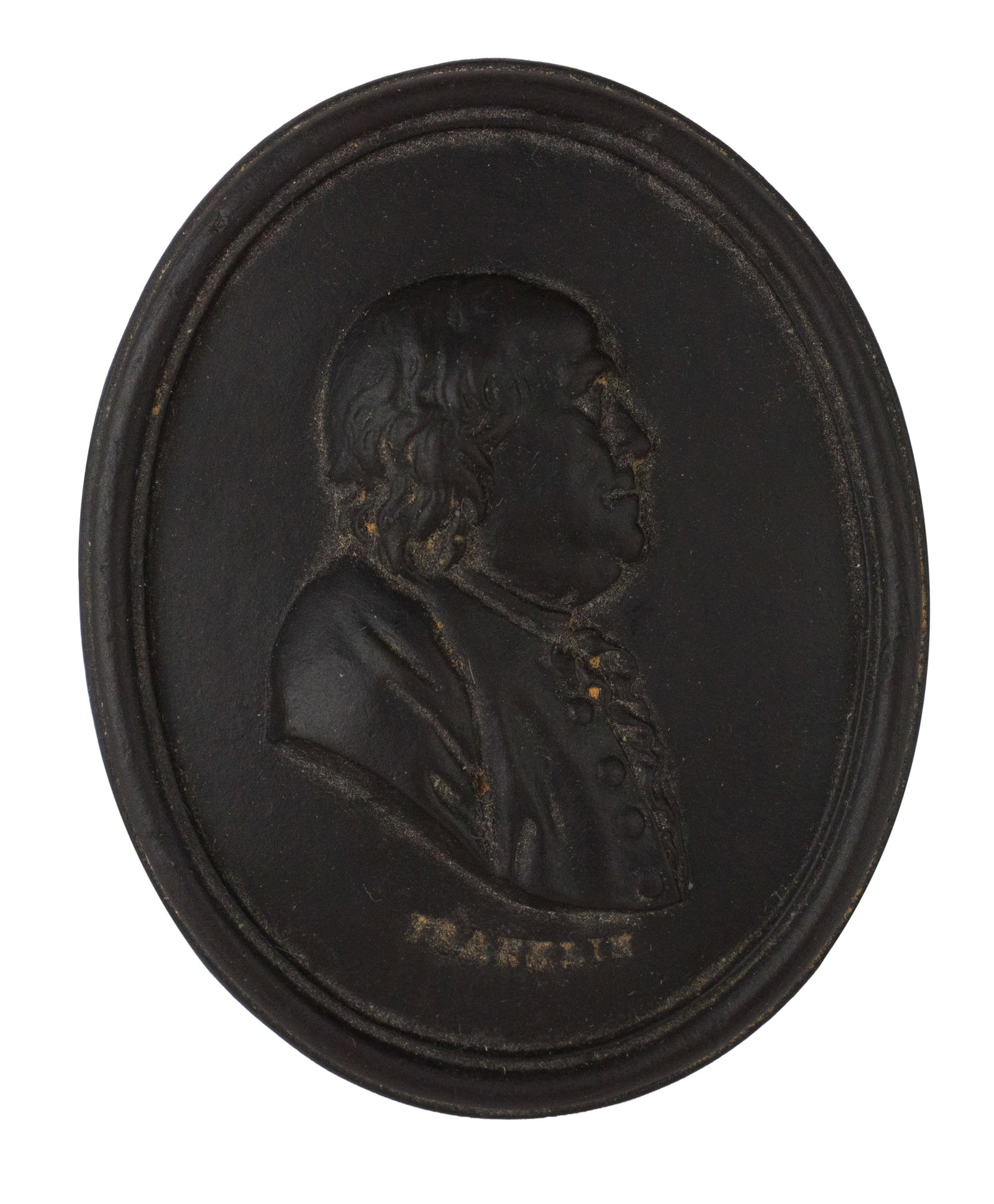 Leeds Pottery Black Basalt Medallion / Plaque Depicting Benjamin Franklin (1 of 6)