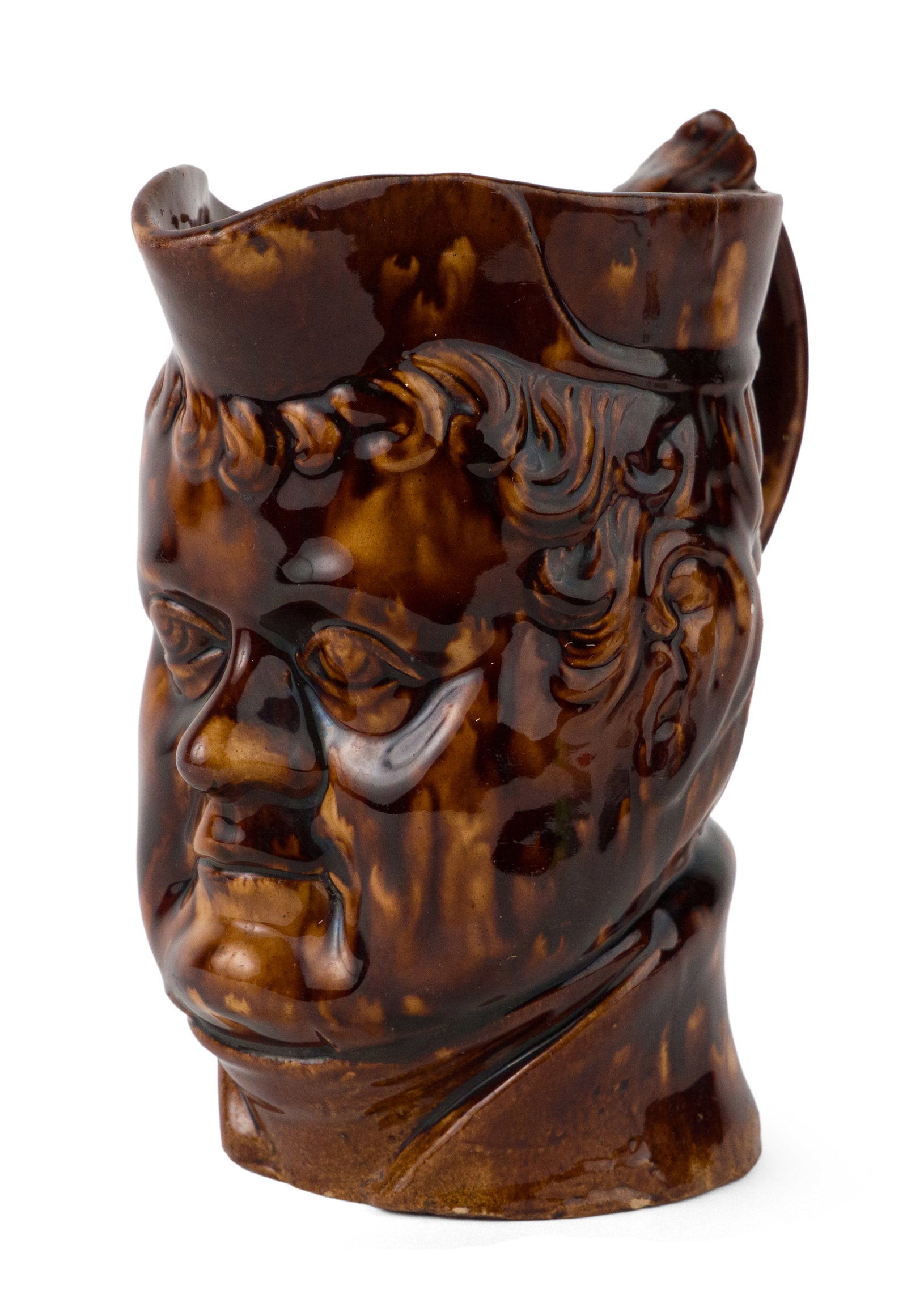 Rockingham-Glazed "Daniel O'Connell" Face Pitcher, Probably Philadelphia PA (1 of 8)