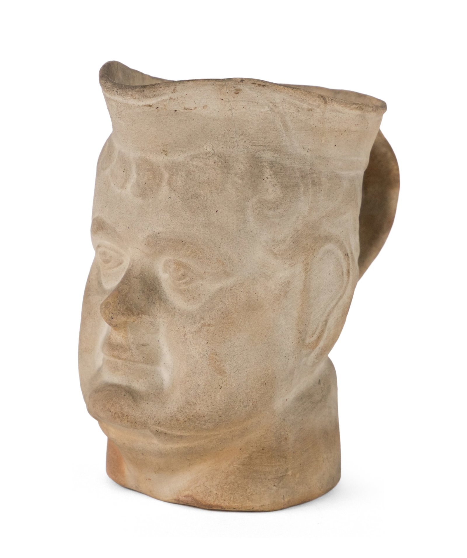 Unusual Bisque "Daniel O'Connell" Face Pitcher Attributed to Pennsylvania (1 of 6)