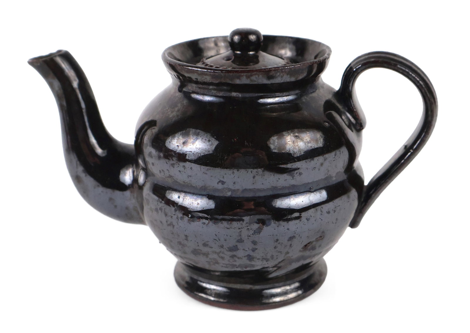 Philadelphia, Pennsylvania attributed Black-Glazed Small-Size Redware Teapot, possibly Haig (1 of 9)