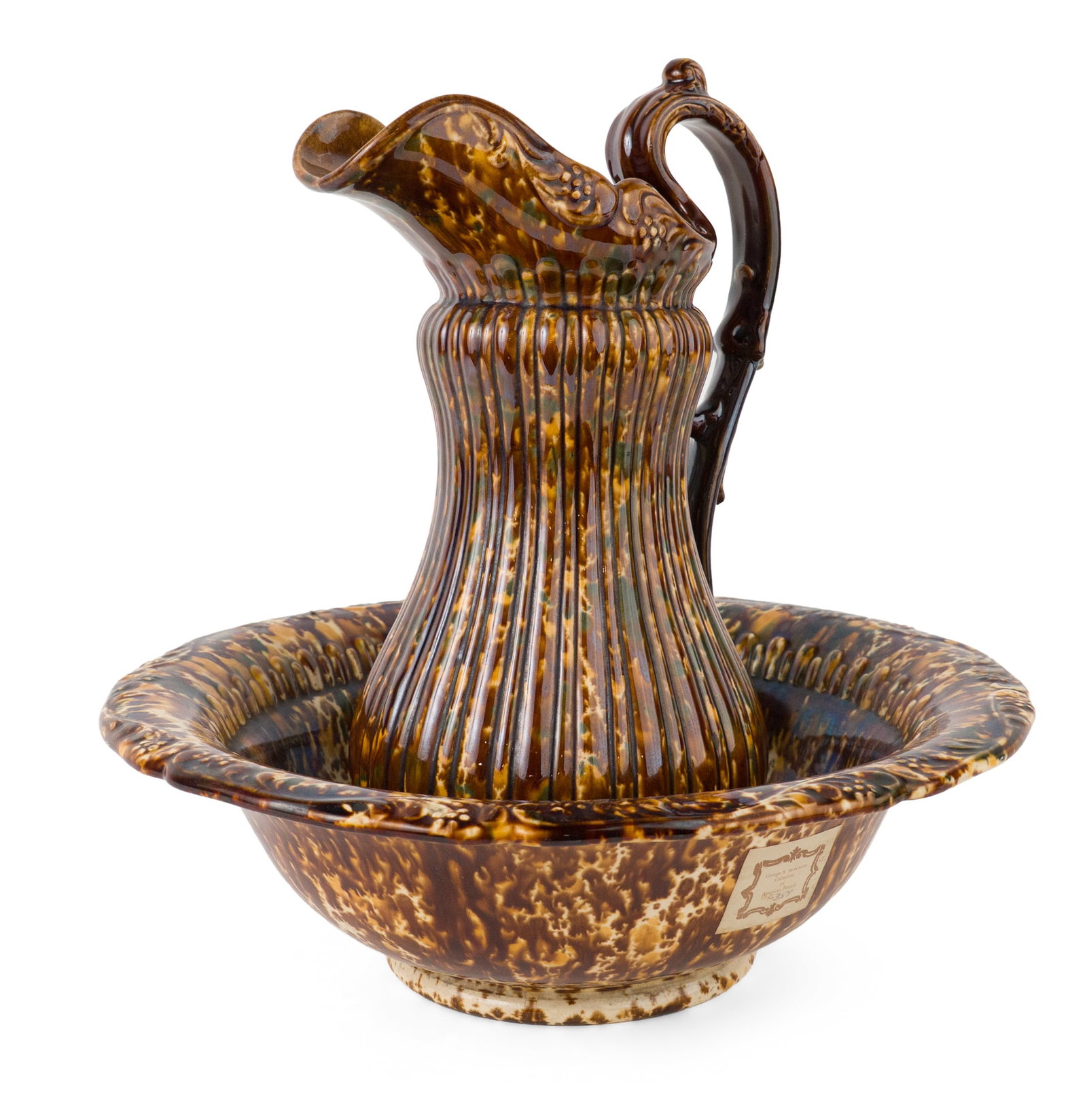 Stamped Bennington Flint-Enamel / Rockingham-Glazed Ewer and Wash Bowl (1 of 11)