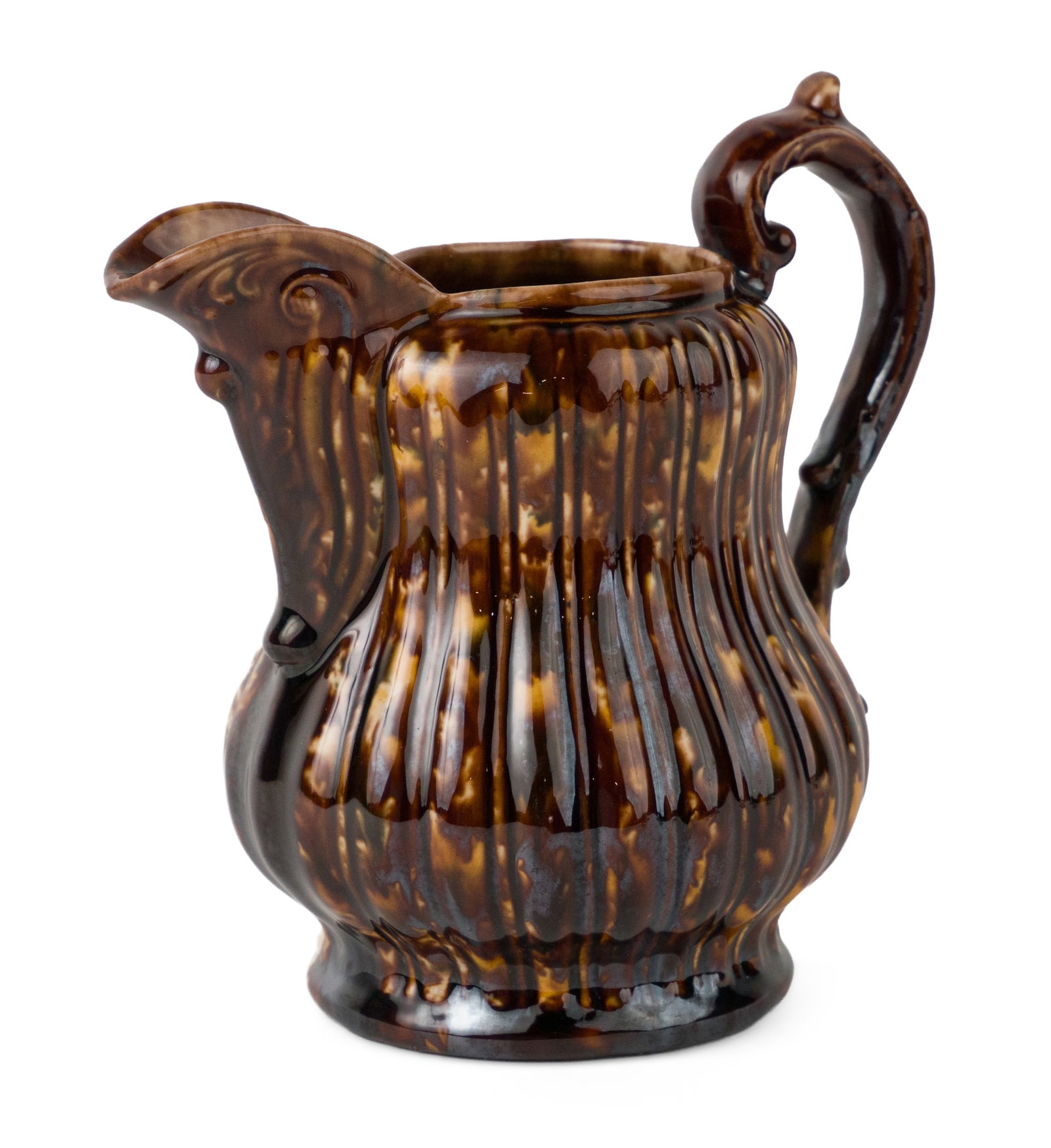 Stamped Bennington Flint-Enamel / Rockingham-Glazed Alternate Rib Creamer / Small Pitcher (1 of 6)