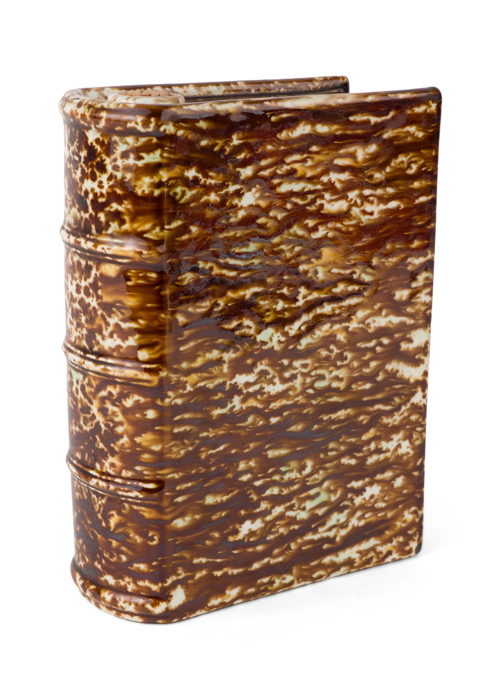 Bennington Flint-Enamel / Rockingham-Glazed Figural Book Flask / Bottle Stamped "53B" (1 of 7)