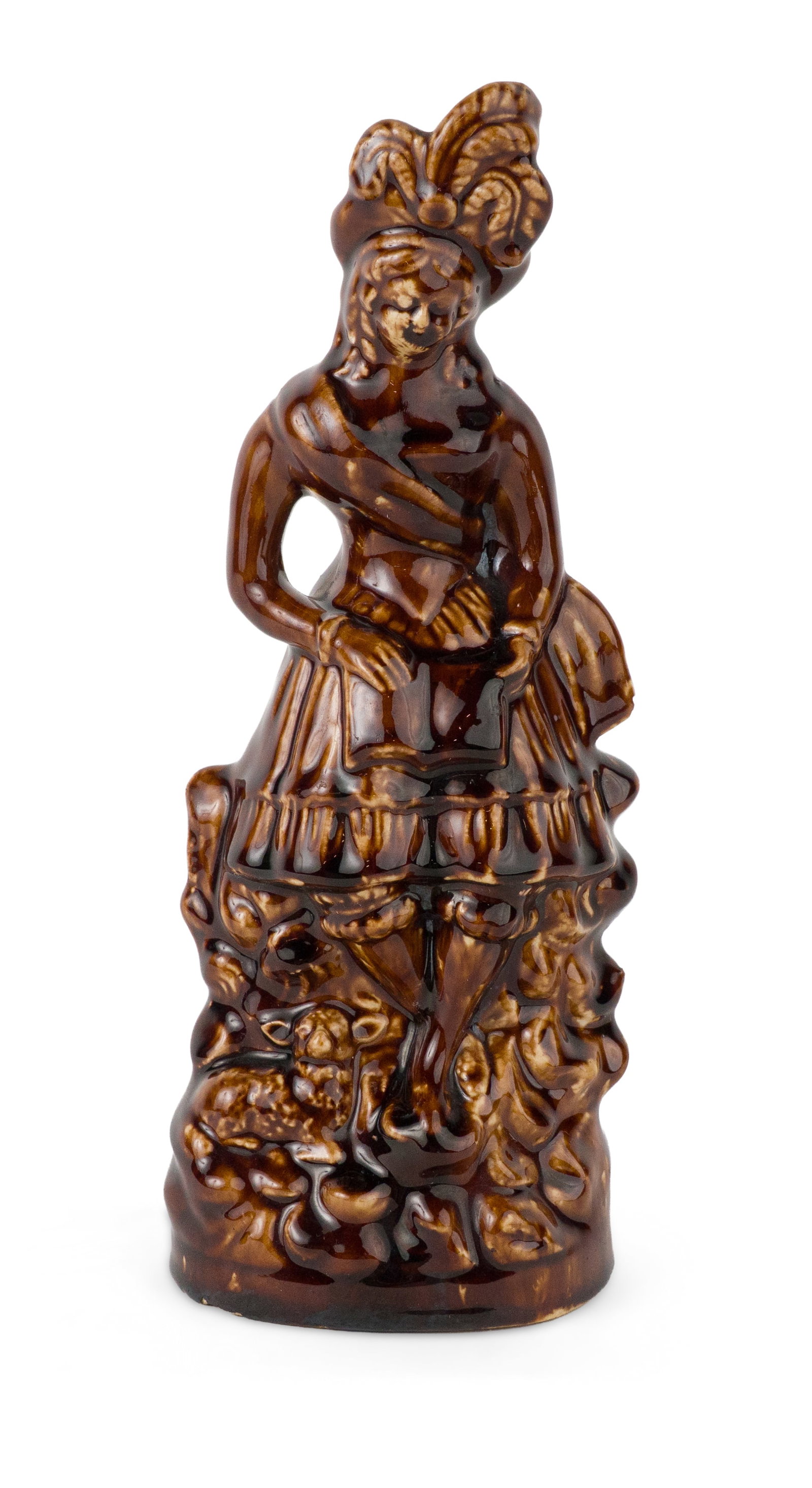 Rare Rockingham-Glazed Stoneware Figure Signed "W.H.F." (W.H. Farrar, Geddes, NY) (1 of 8)