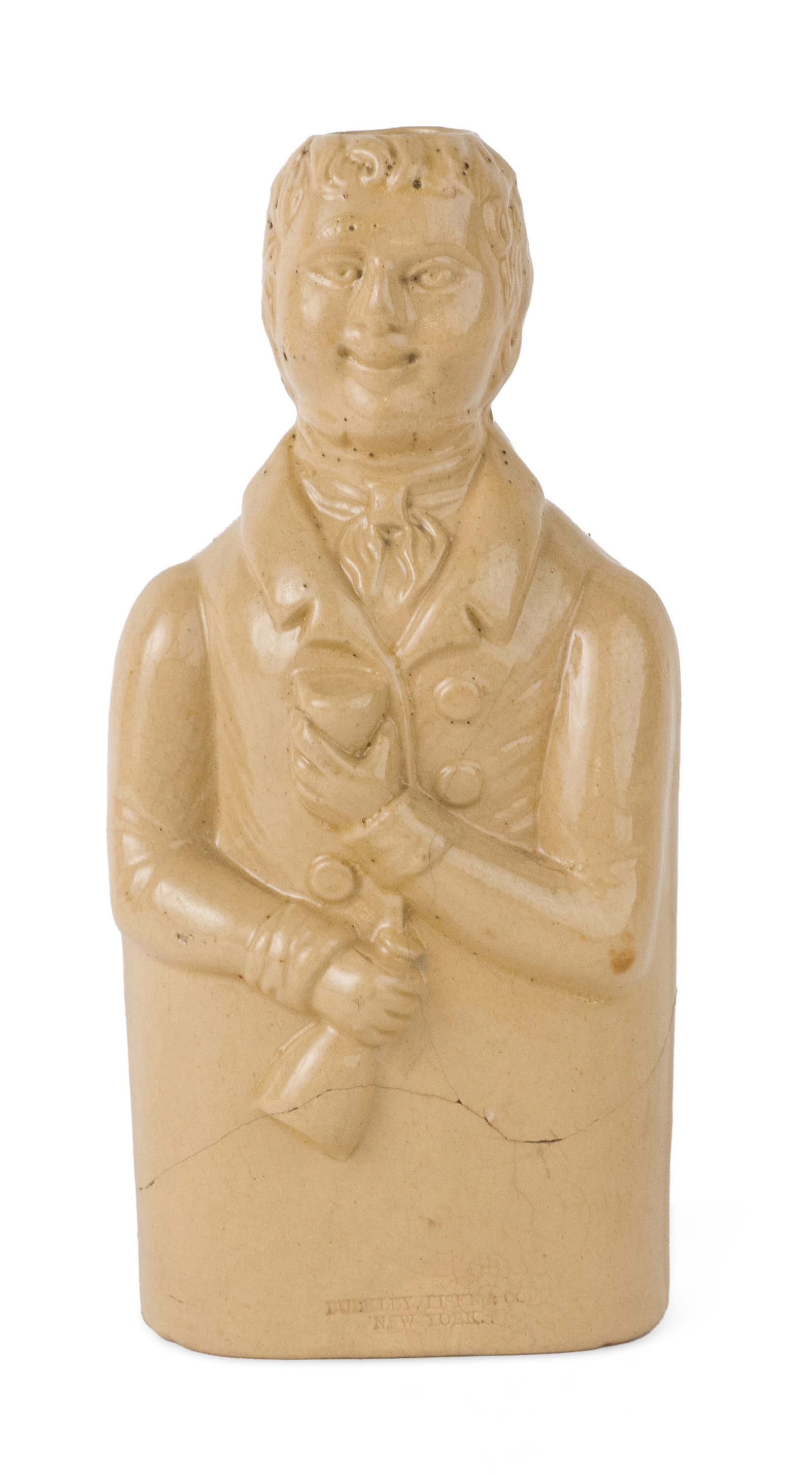 Stamped "Bulkley, Fiske & Co." (New York) Figural Yellowware Toby Flask / Bottle (1 of 10)
