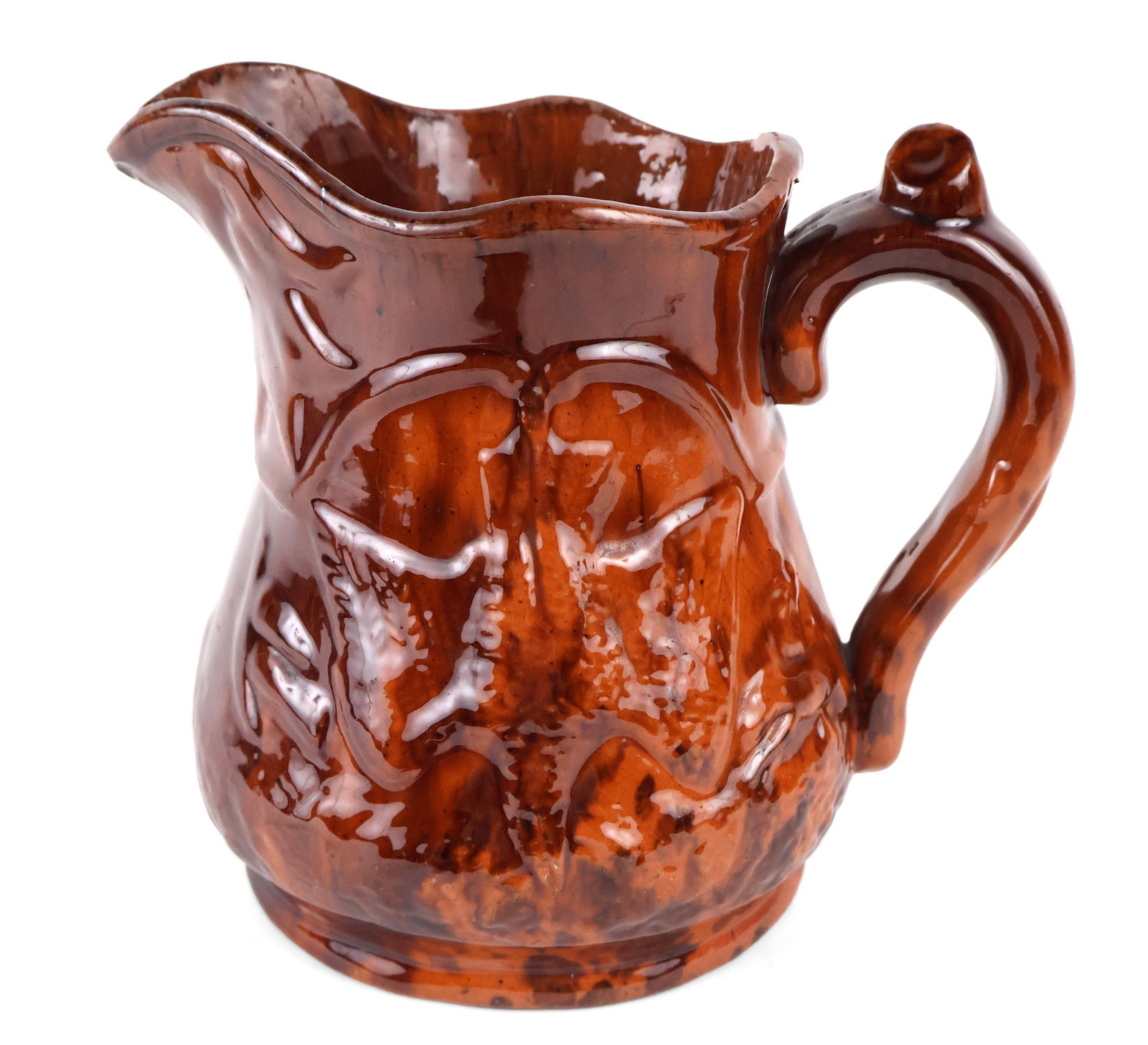 American Redware Pitcher with Relief-Molded Hunt Scene, possibly NJ or Pennsylvania (1 of 8)
