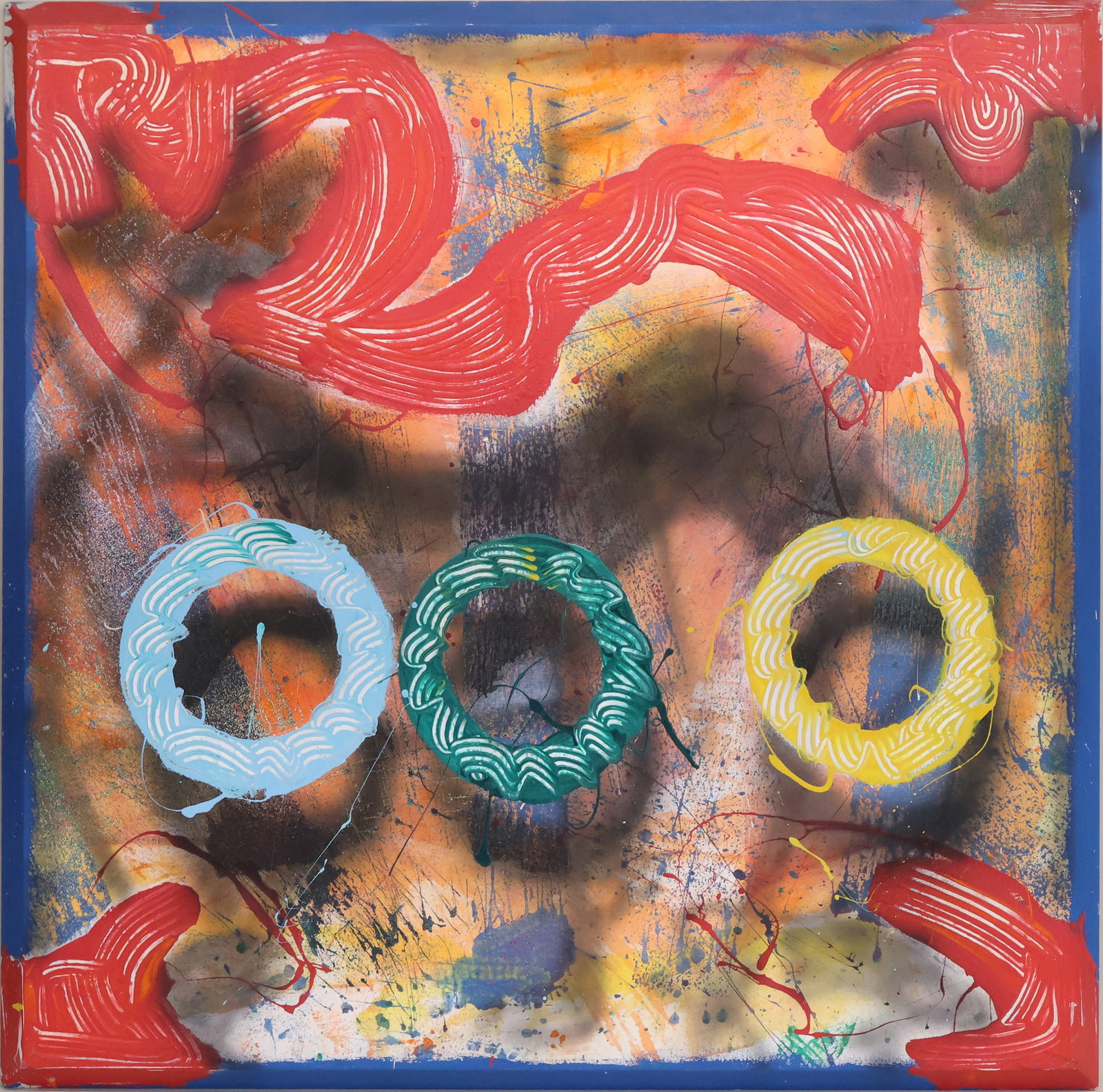 Jack Lembeck, 1942, Tropical Chain, Mixed Media on Canvas: Jack Lembeck 1942 Tropical Chain Mixed Media on Canvas 1986-1987, signed verso. Provenance: Property Approved for Deaccession from a Distinguished New England Museum 72 1/2 x 72 1/2 in. (184.2 x