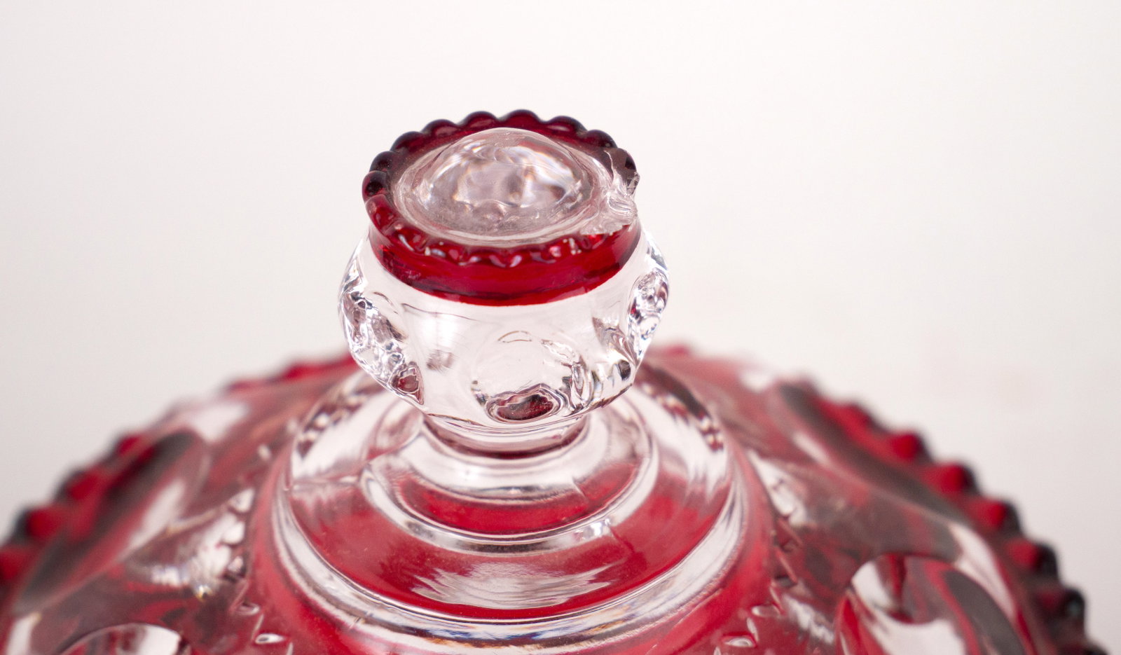 Six Ruby and Clear Pressed Glass Table Articles - 4