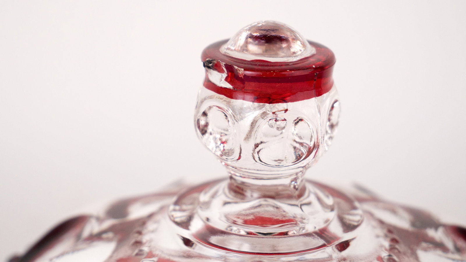 Six Ruby and Clear Pressed Glass Table Articles - 6