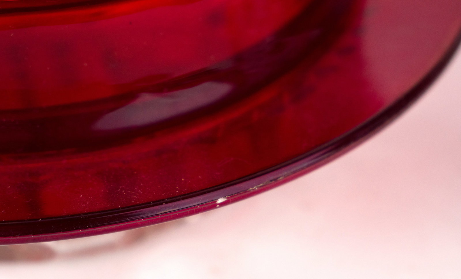 Six Ruby and Clear Pressed Glass Table Articles - 9