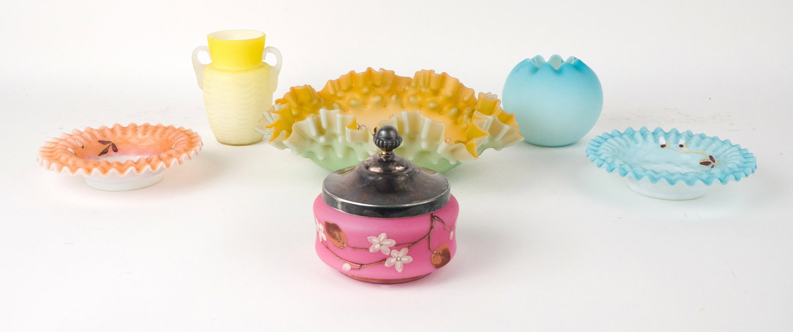Six Satin Glass Table Articles - 2