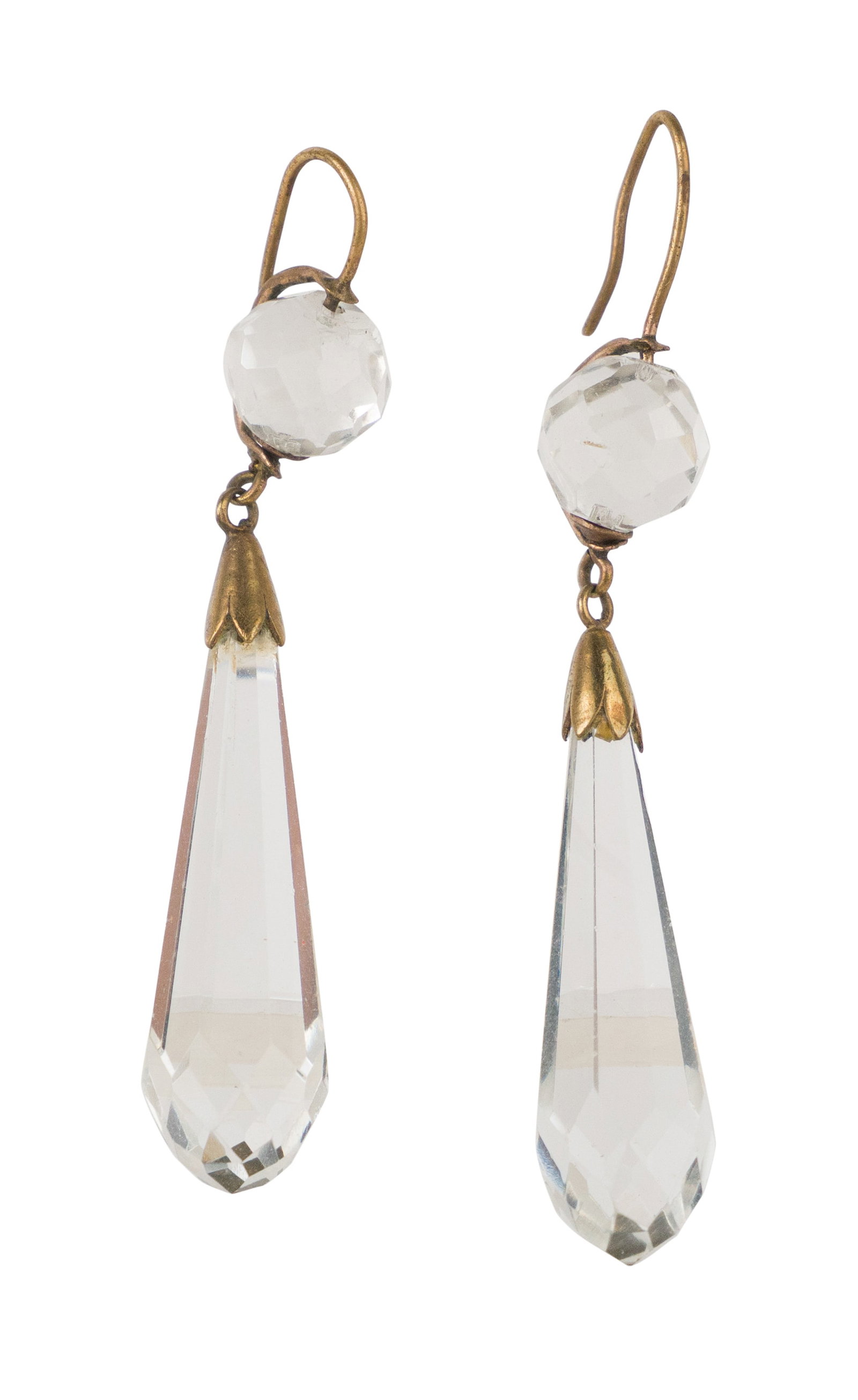 Pair of Crystal Drop Earrings: Pair of Crystal Drop Earrings American, 19th C. glass, crystal and lead. Provenance: Property Approved for Deaccession from a Distinguished New England Museum 2 1/2 in. (6.4 cm.)
