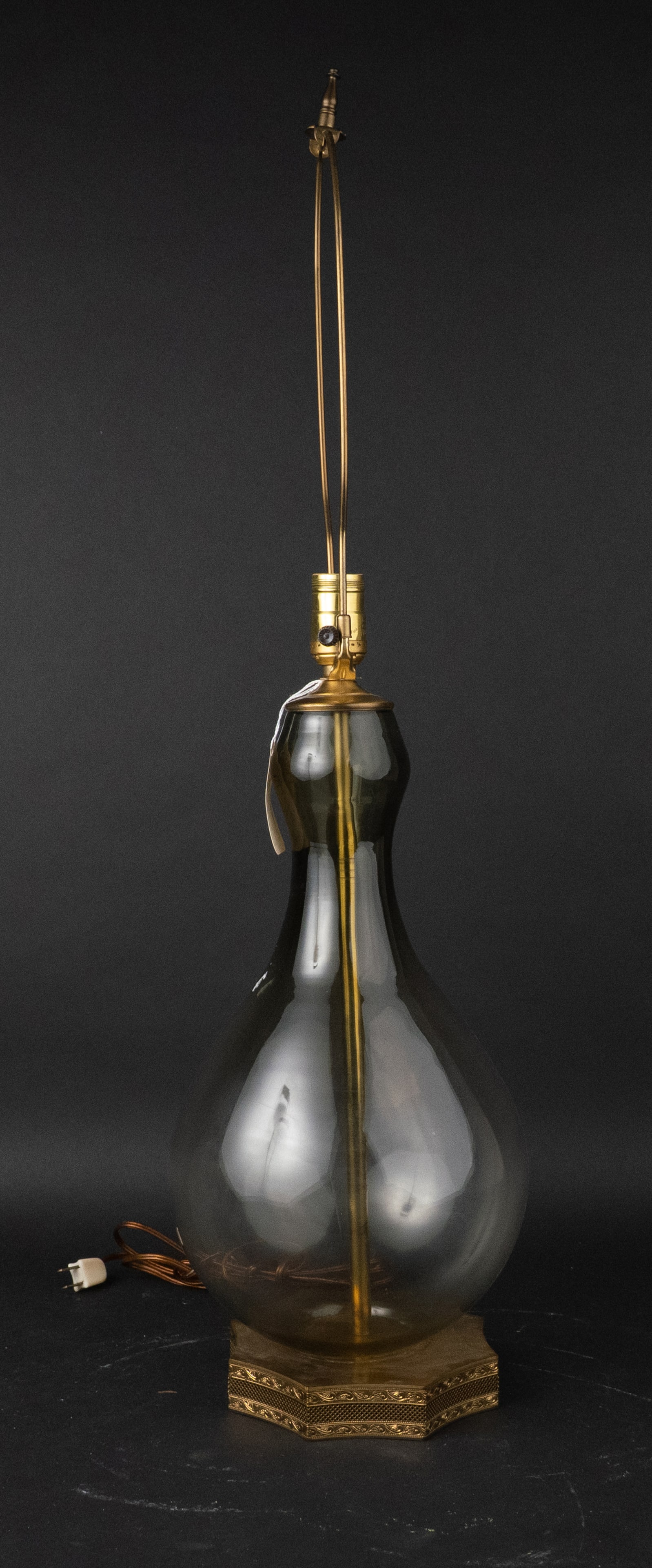 Carl Ebert Erickson Glass and Brass Table Lamp: Carl Ebert Erickson Glass and Brass Table Lamp C. 1950. Provenance: Property Approved for Deaccession from a Distinguished New England Museum Overall: 32 1/4 x 9 in. (81.9 x 22.9 cm.)