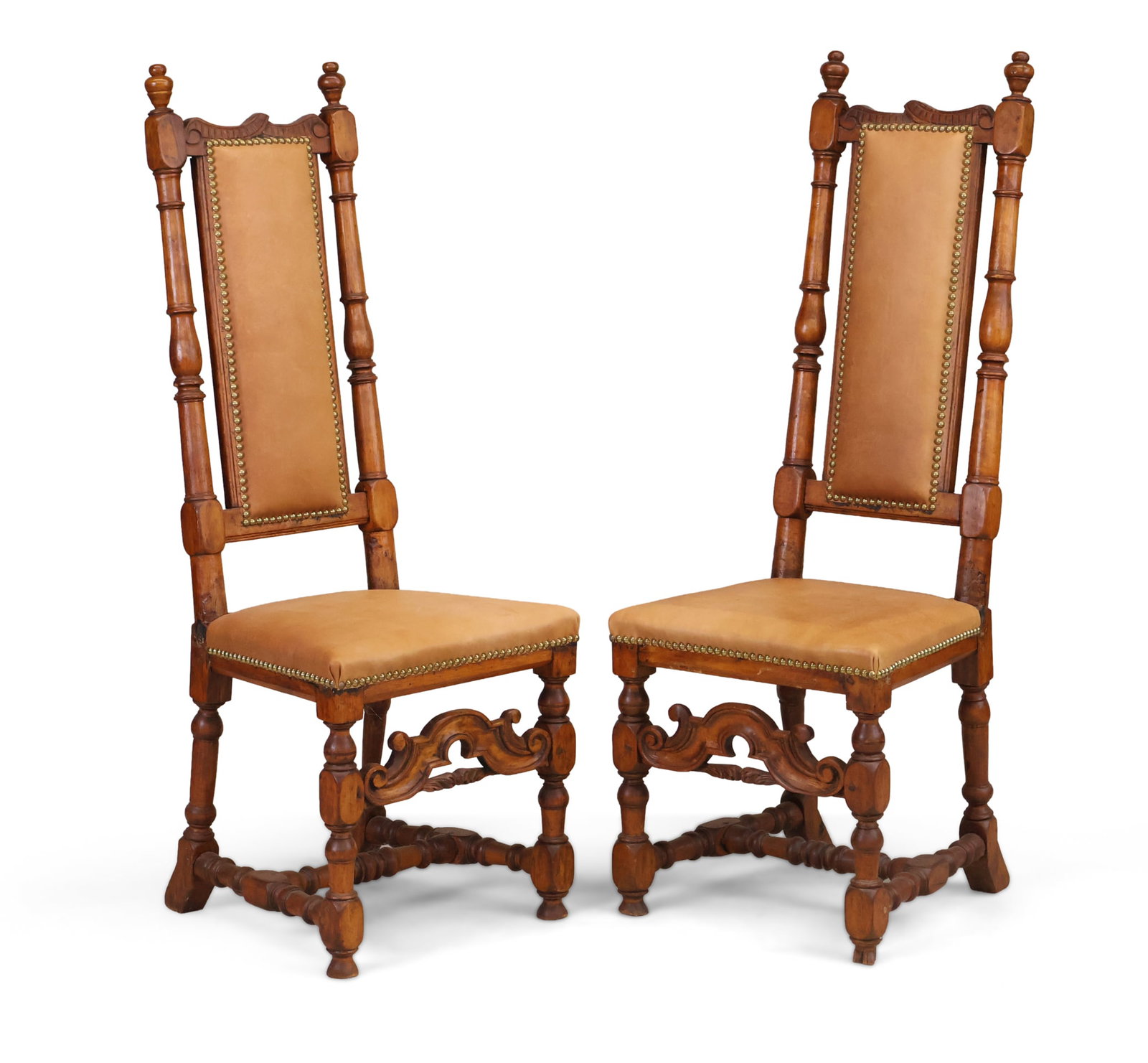 Pair of William and Mary Carved and Turned Maple Side Chairs (1 of 13)