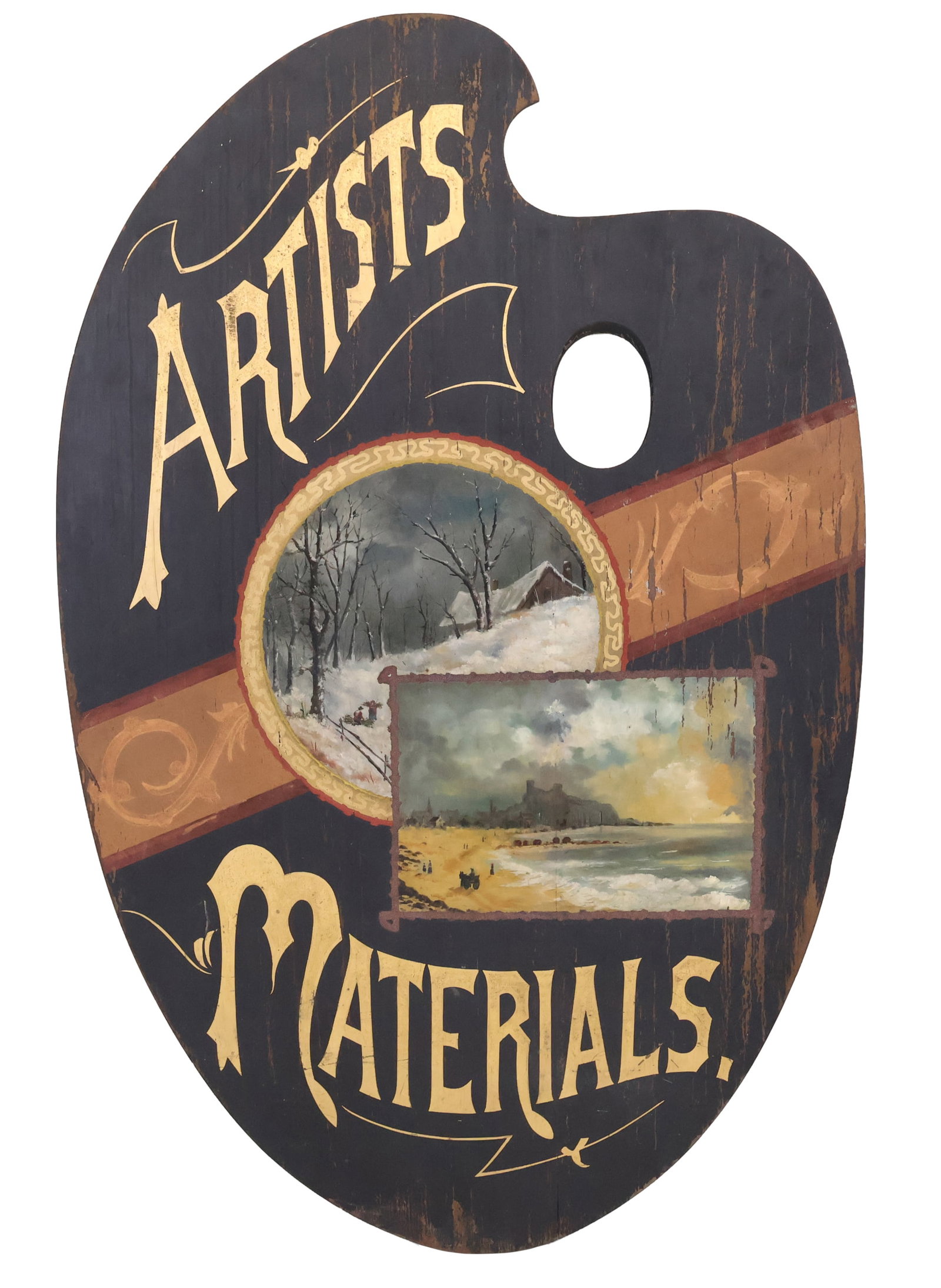 "Artists' Materials" Palette Painted Pine Trade Sign (1 of 13)