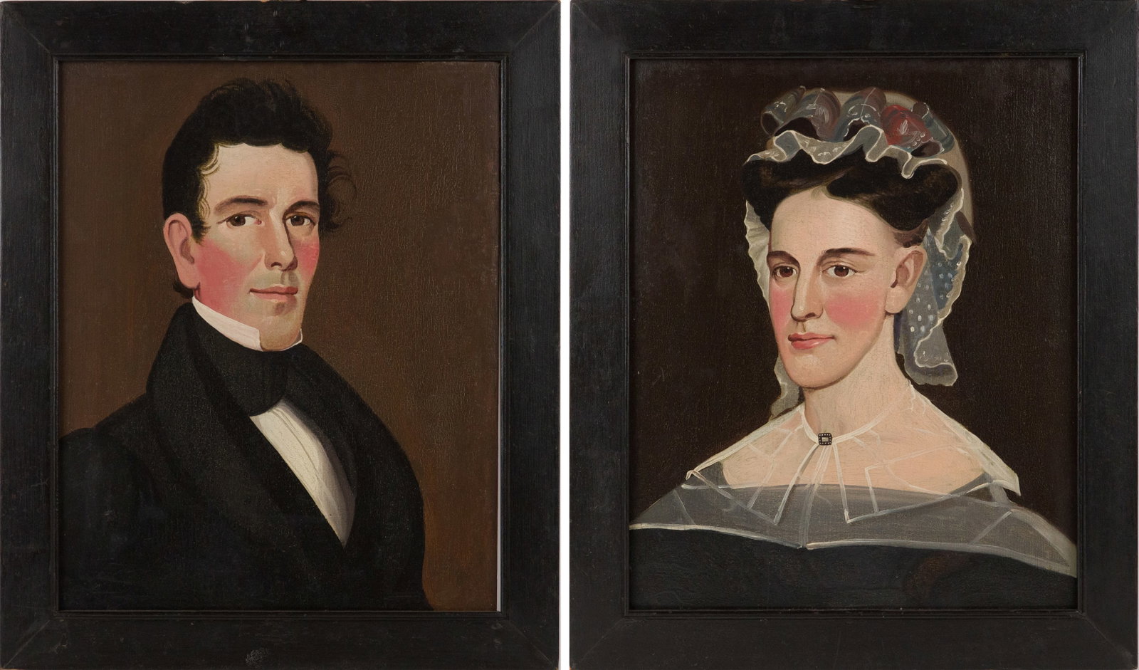 William Matthew Prior, 1805-1873, Pair of Portraits of a Man and a Woman, Oil on Panel: William Matthew Prior 1805-1873 Pair of Portraits of a Man and a Woman Oil on Panel Painted in 1833 Provenance: Edgar William and Bernice Chrysler Garbisch, Cambridge, MA Property from the