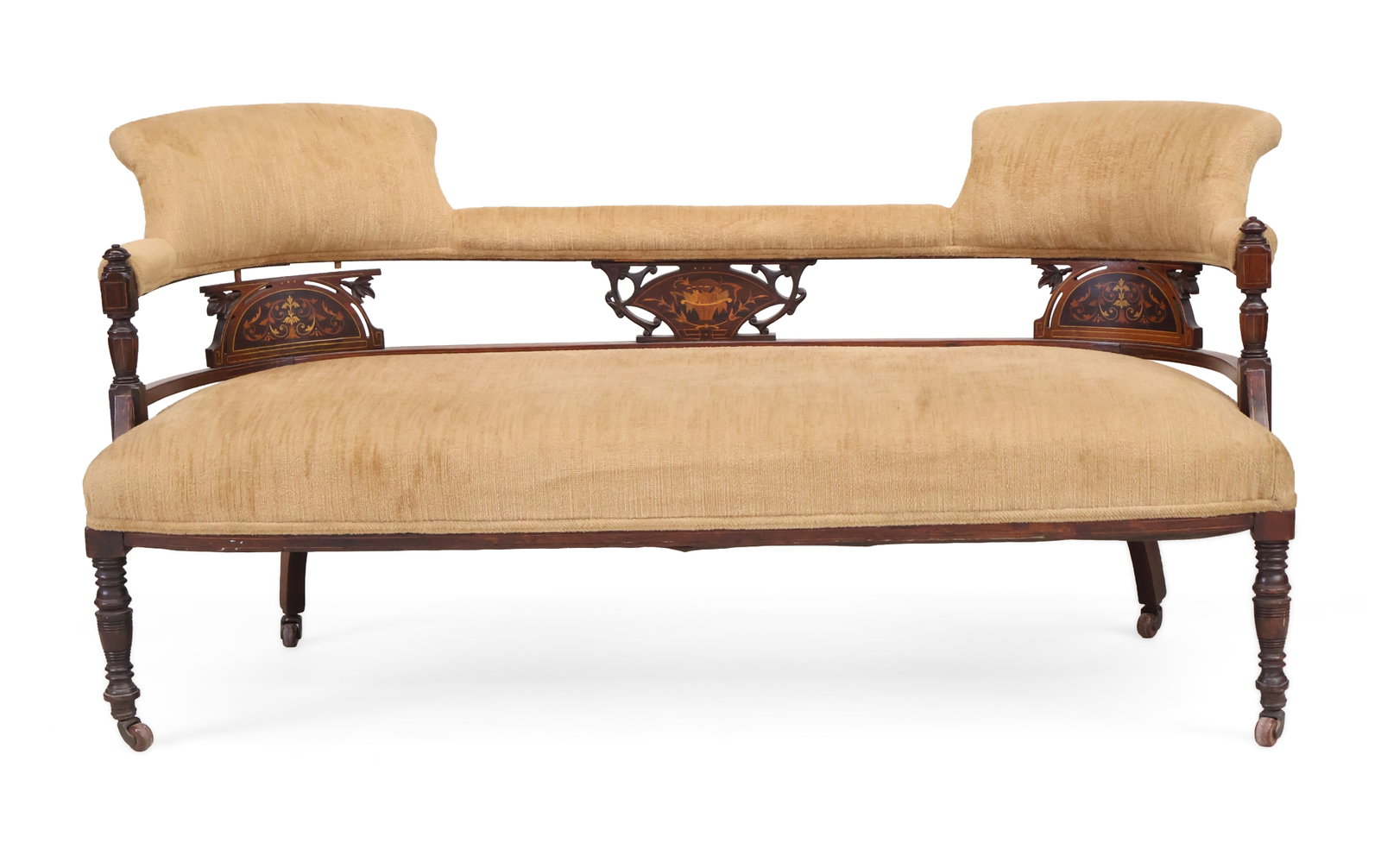 Victorian Inlaid Mahogany Settee (1 of 13)