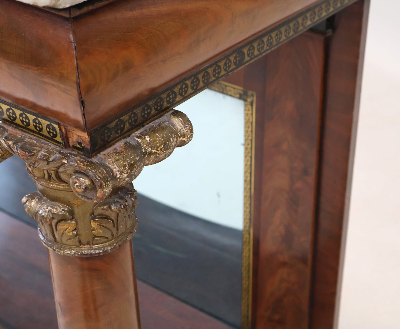 Classical Mahogany Marble Top Pier Table - 16