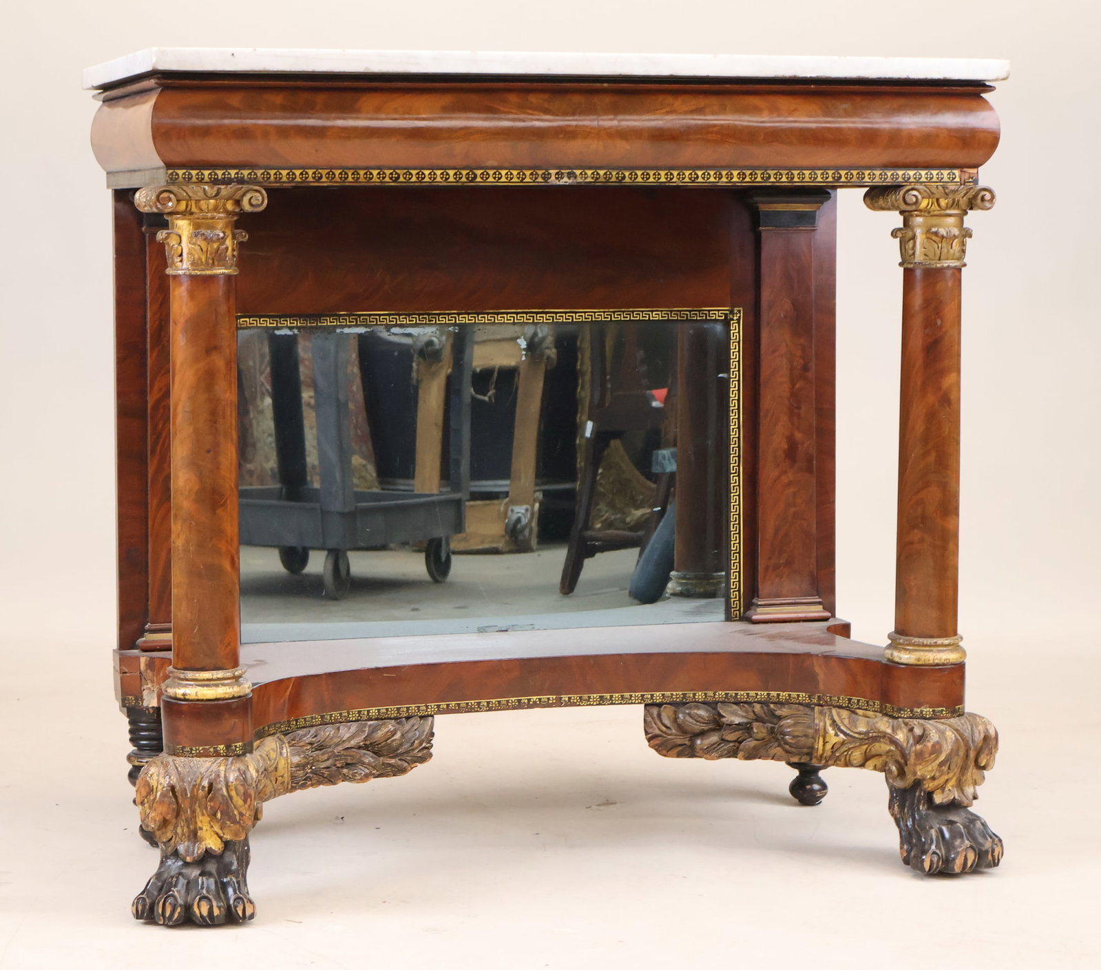 Classical Mahogany Marble Top Pier Table - 2