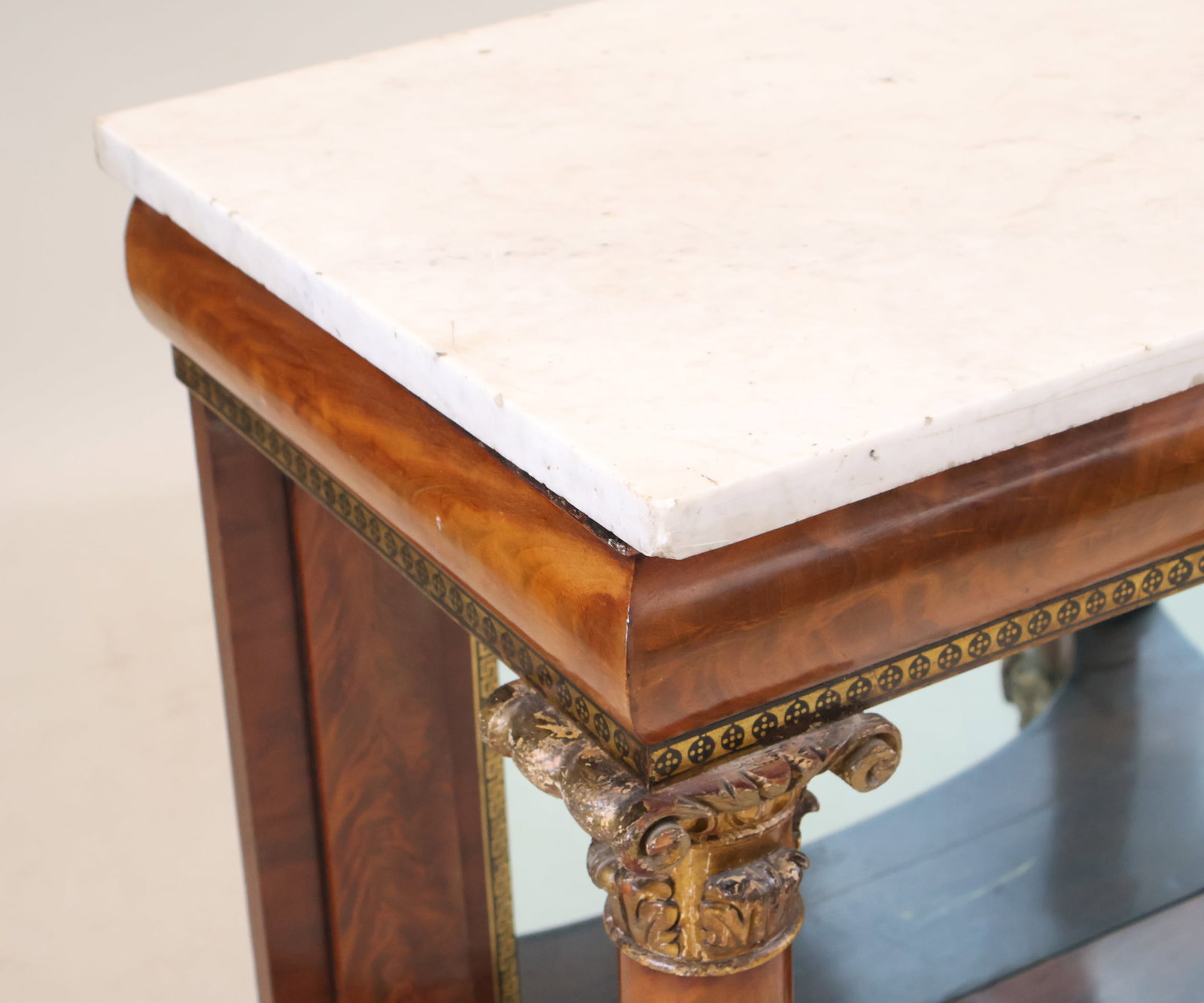 Classical Mahogany Marble Top Pier Table - 4