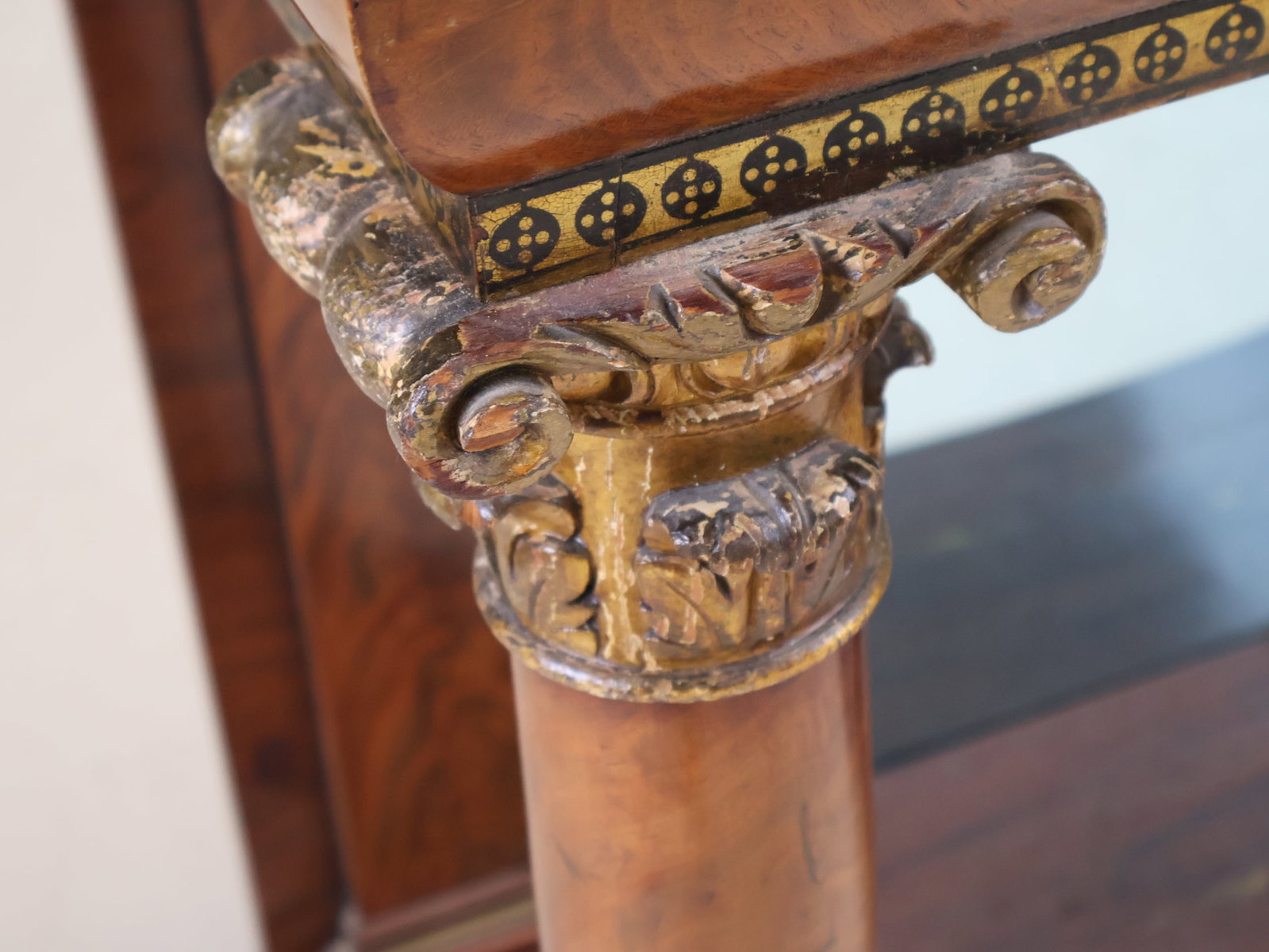 Classical Mahogany Marble Top Pier Table - 5