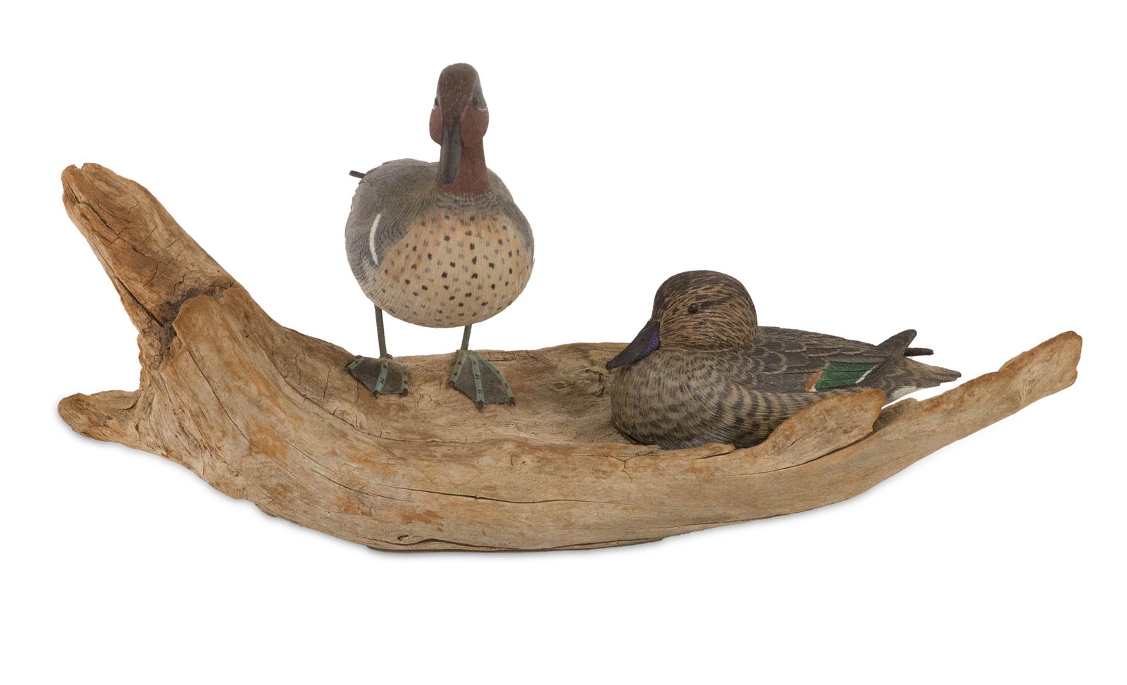 Charles Berry Painted Duck Carvings: Charles Berry Painted Duck Carvings Salisbury, MD, 1980, signed underside. 4 1/4 x 8 1/2 x 3 3/4 in. (10.8 x 21.6 x 9.5 cm.)