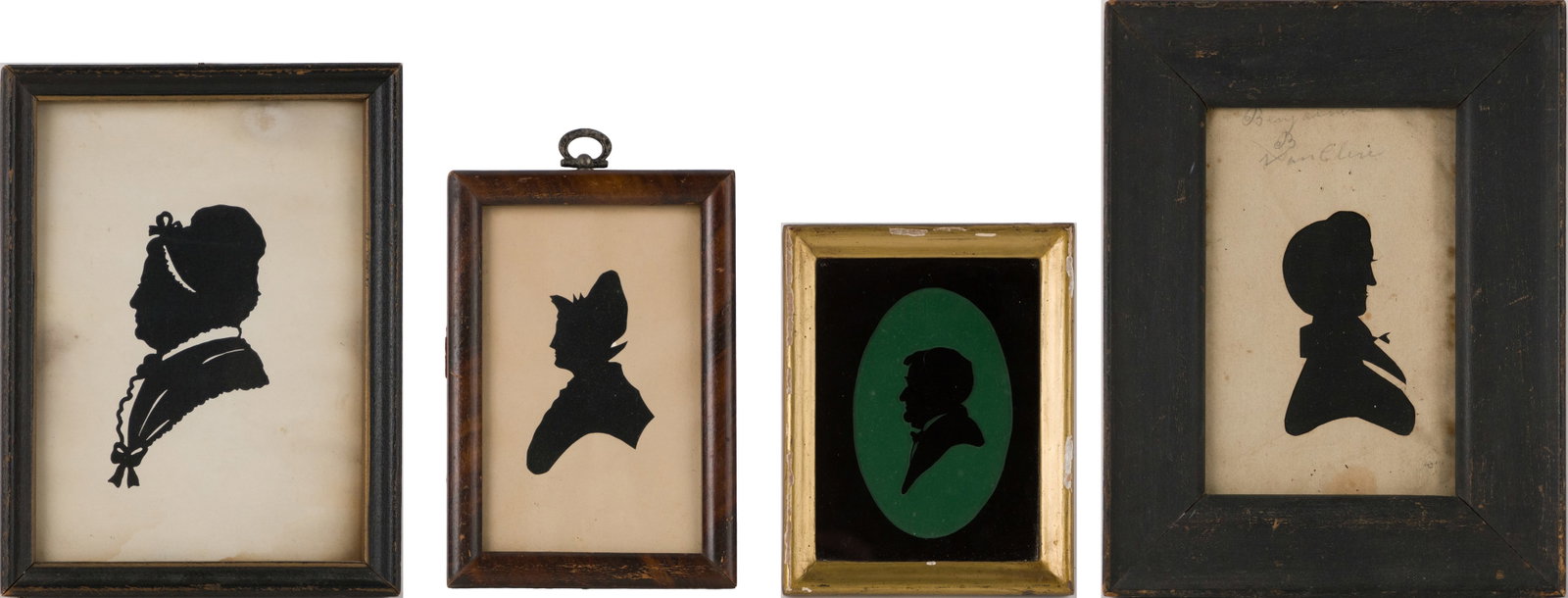 Four Silhouettes: Four Silhouettes One signed in pencil "Benjamin B. Van Clere", one on glass. Largest Sight: 5 3/4 x 3 3/4 in. (14.6 x 9.5 cm.), Frame: 8 1/2 x 6 1/2 in. (21.6 x 16.5 cm.)