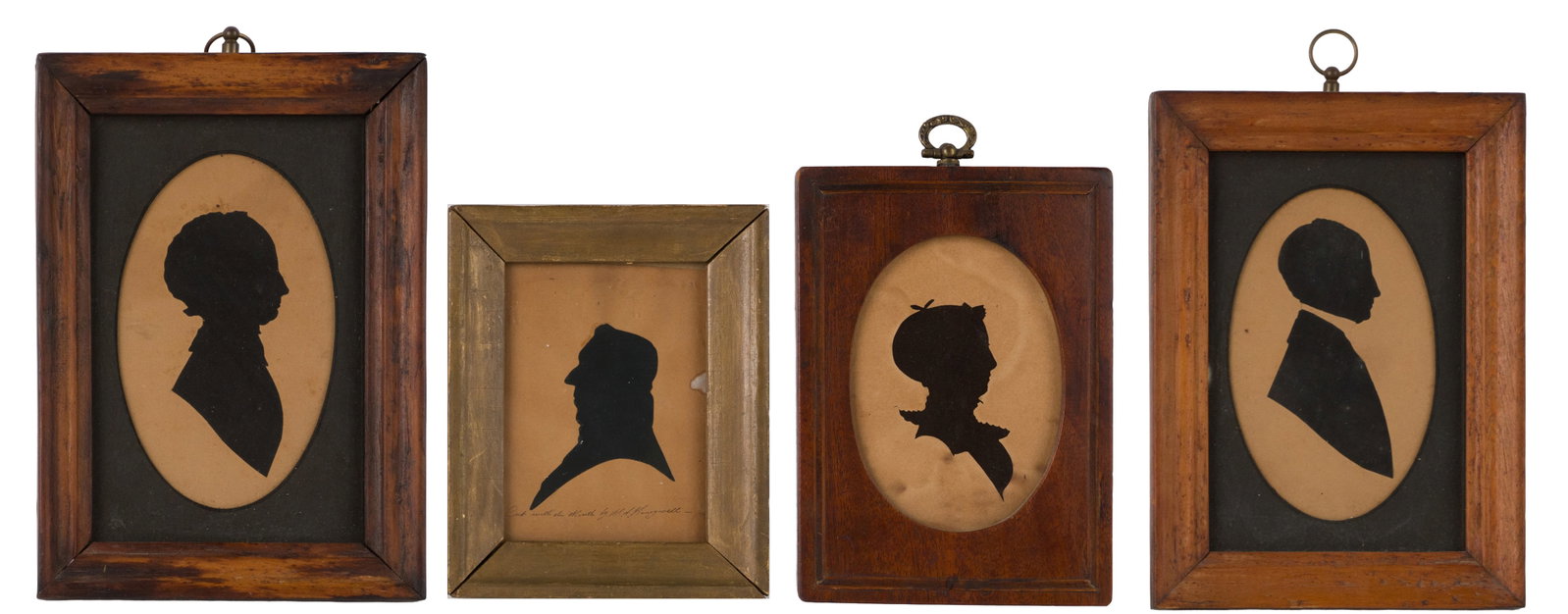 Four Silhouette Portraits: Four Silhouette Portraits Comprising, two ladies and two gentlemen, one inscribed "Cut with the mouth by M of Nancywell." Largest Sight: 5 1/2 x 3 1/2 in. (14 x 8.9 cm.), Frame: 7 x 5 in. (17.8 x