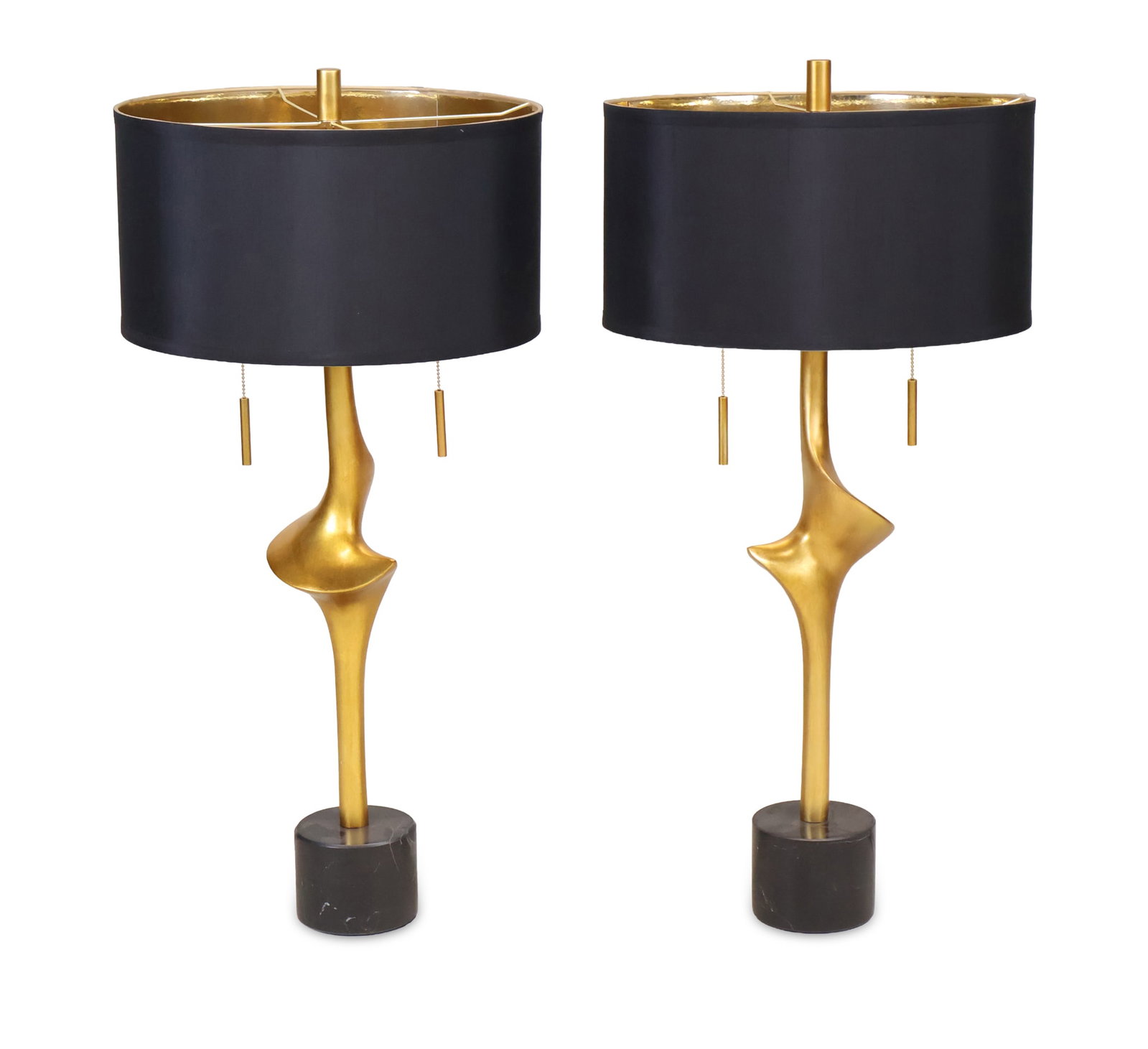 Pair of Possini Style Euro Minerva Gold Leaf Black Table Lamps (1 of 11)