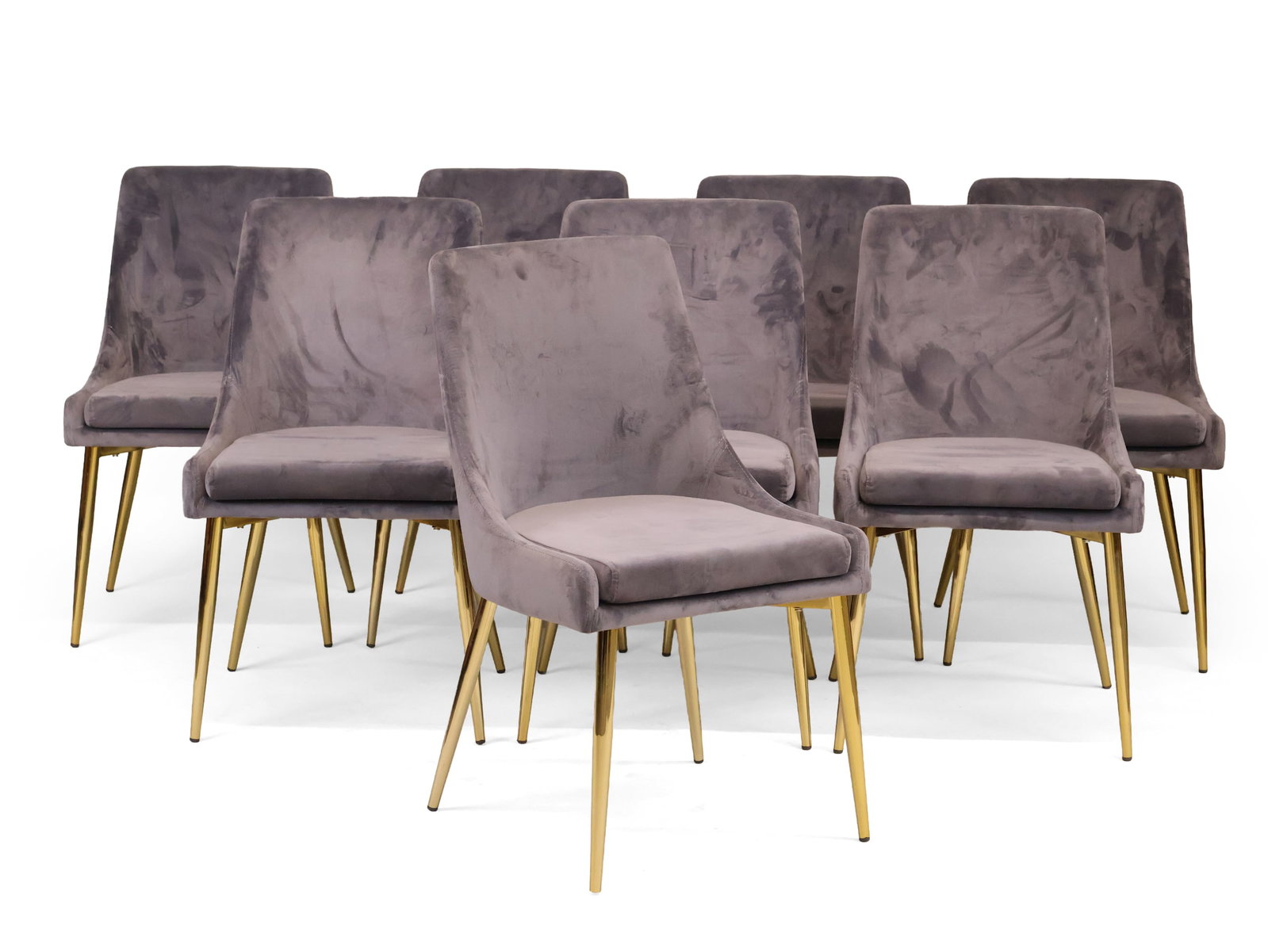 Set of Eight Karina Grey Velvet Upholstered Dining Chairs (1 of 14)