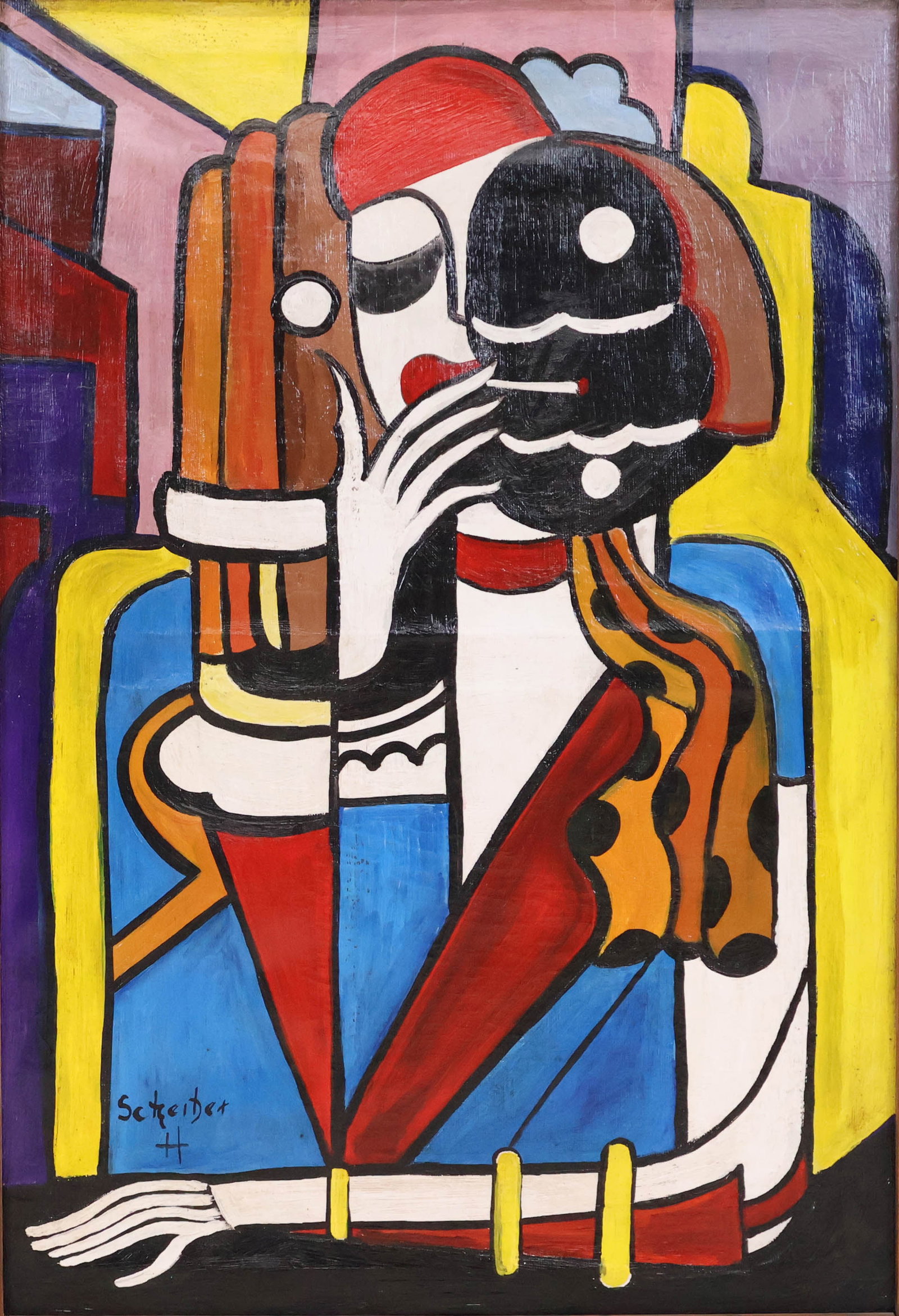 Possibly Hugo Scheiber, Hungarian 1873-1950, Cubist Portrait of a Woman, Oil on Canvas: Possibly Hugo Scheiber Hungarian, 1873-1950 Cubist Portrait of a Woman Oil on Canvas Bears signature "Scheiber". Provenance: Property from a Private New York and German Collector Sight: 38 1/4 x 25